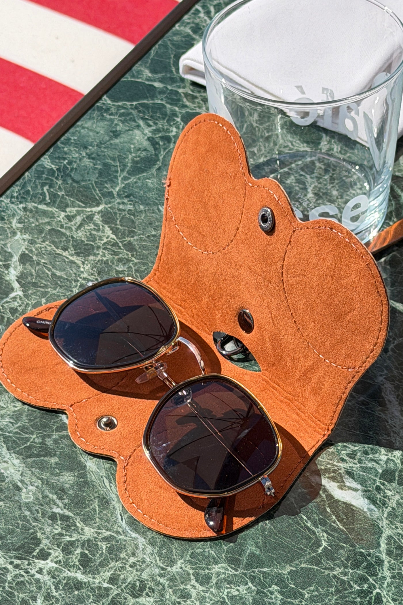 Camel Leatherette Sunglasses Travel Case