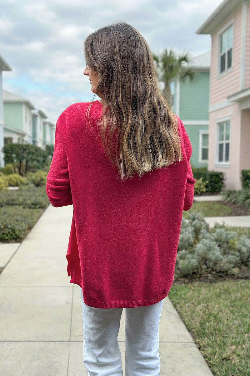 Coral Soft Basic V-neck Sweater