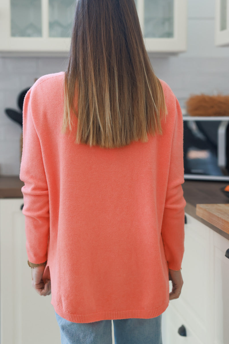 Peach Soft Basic V-neck Jumper