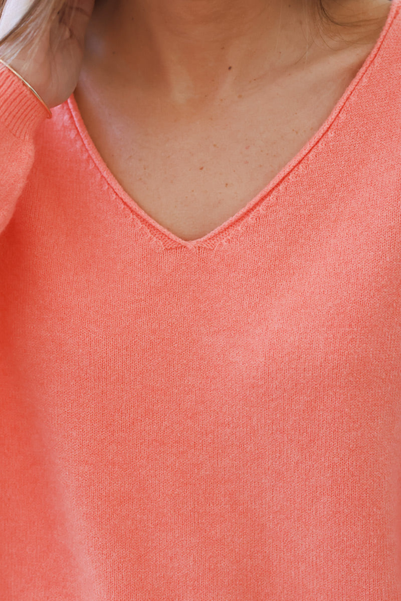 Peach Soft Basic V-neck Jumper