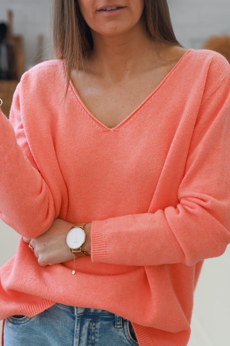 Peach Soft Basic V-neck Jumper