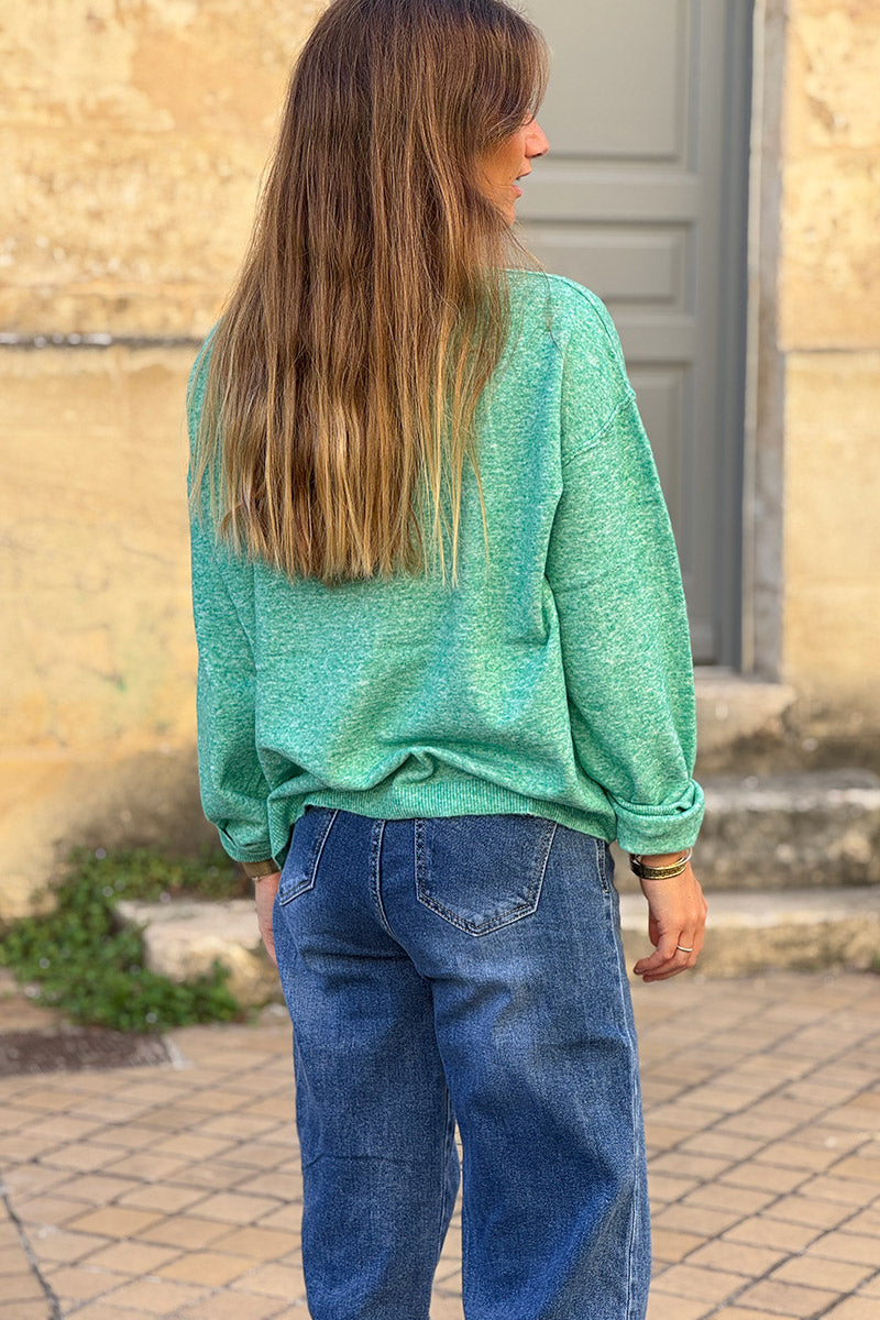 Jade Space-Dyed Dolman-Sleeve Sweater