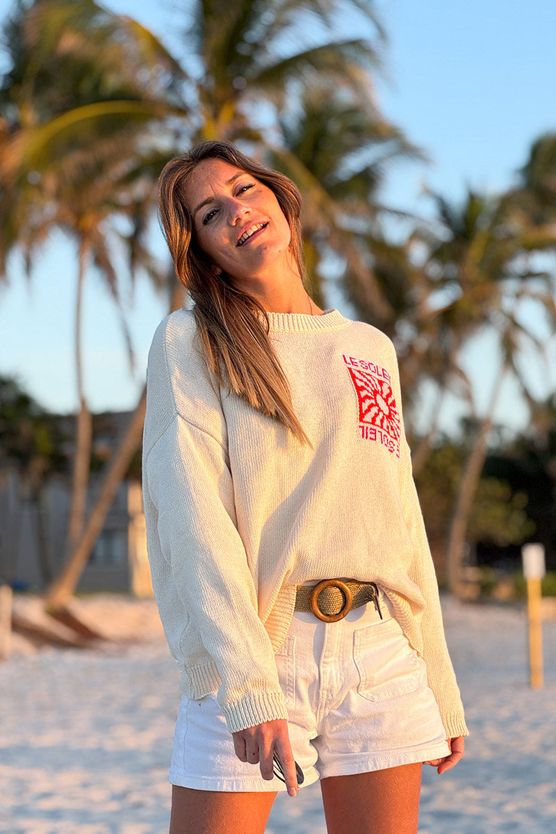 Beige Le Soleil Lightweight Knit Sweater