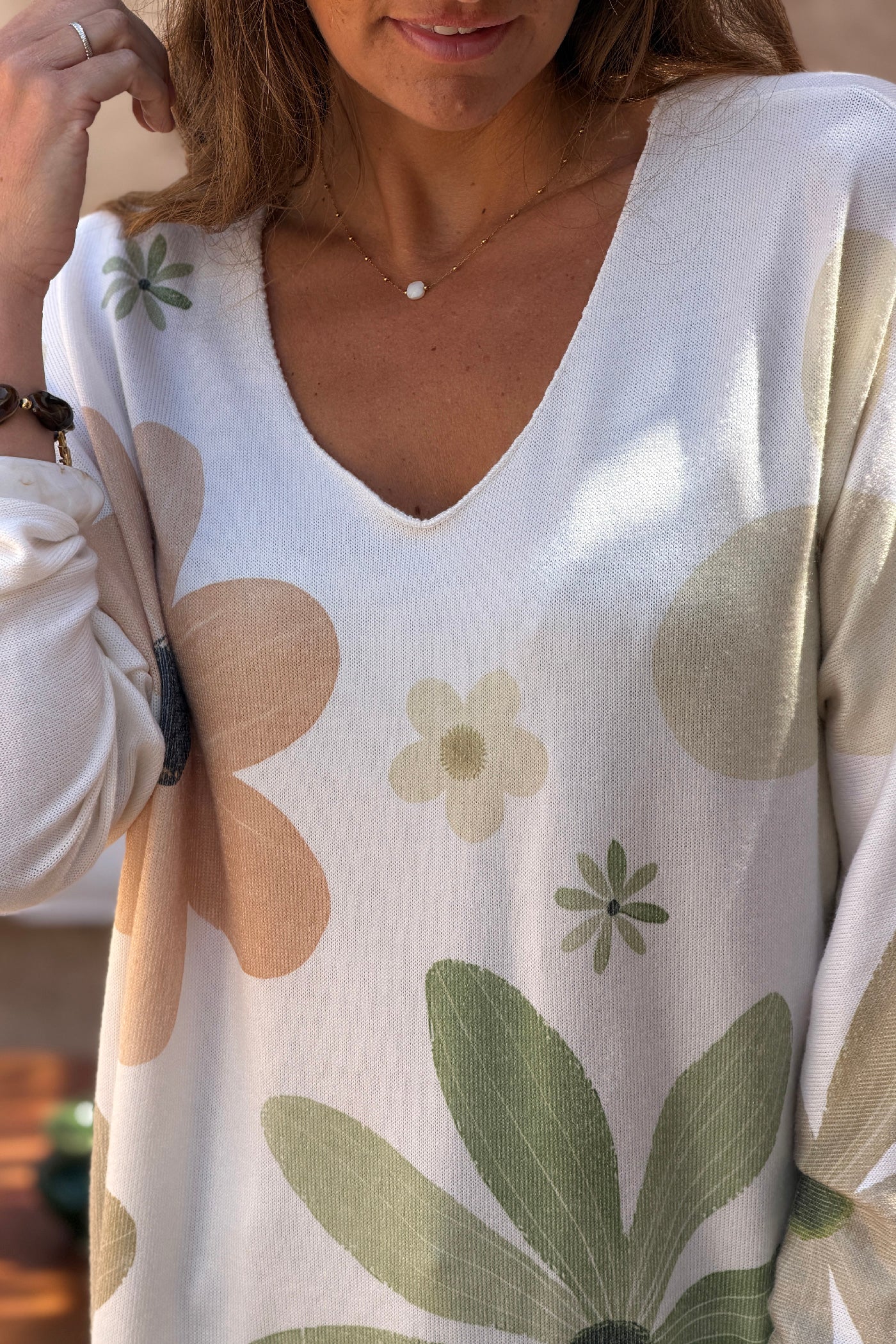 Sage Floral Angora Knit Top