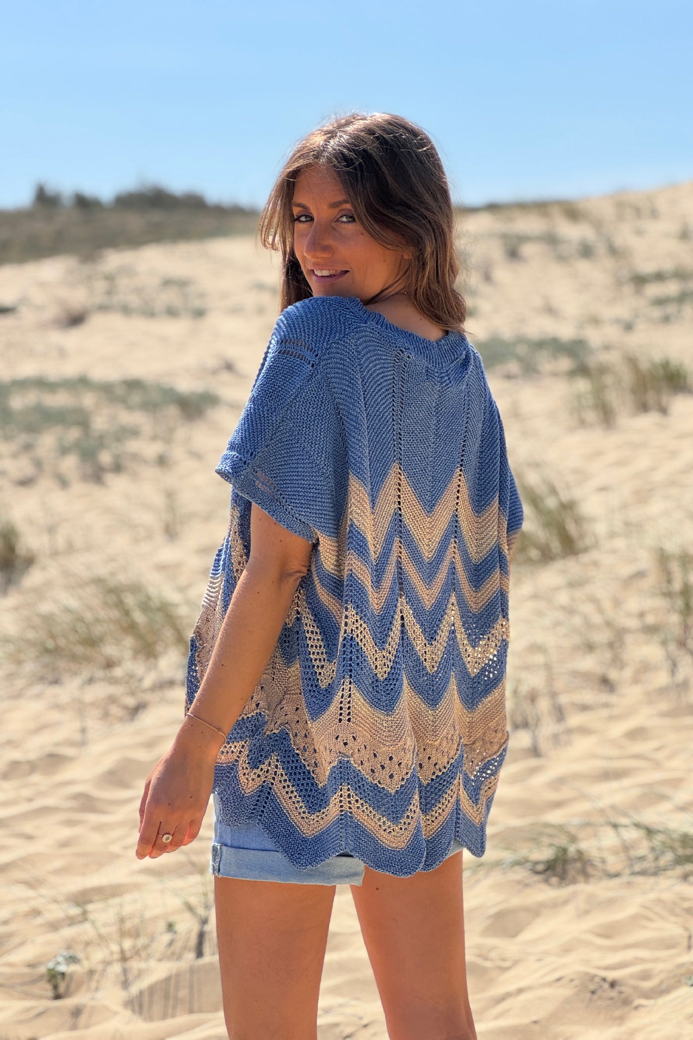 Blue Blanket Knit Dolman Sweater
