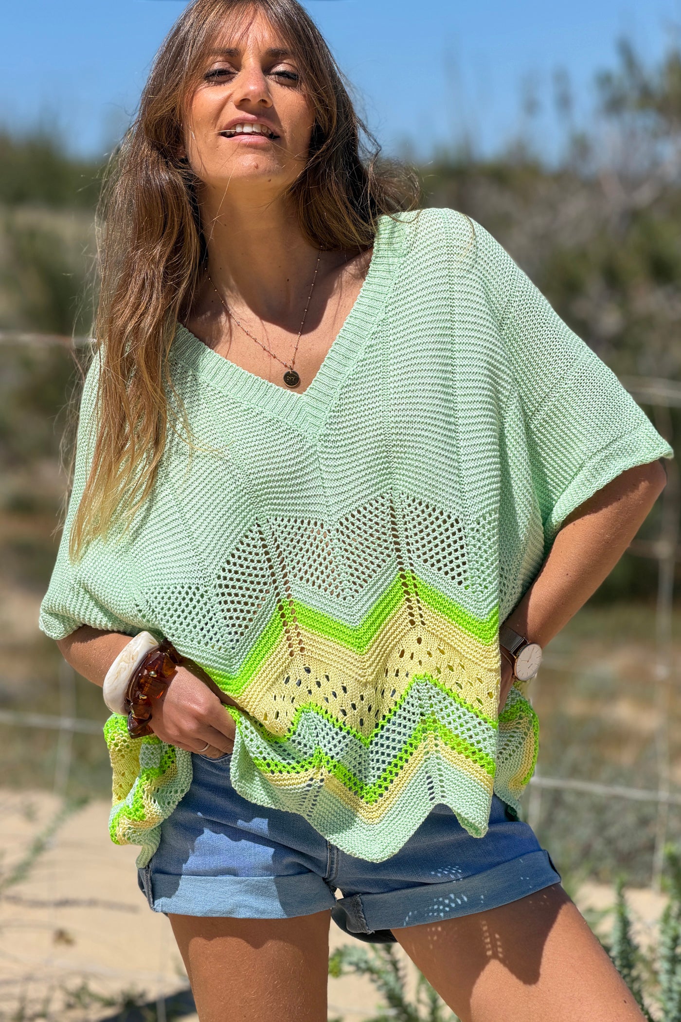 Light green Blanket Knit Dolman Sweater