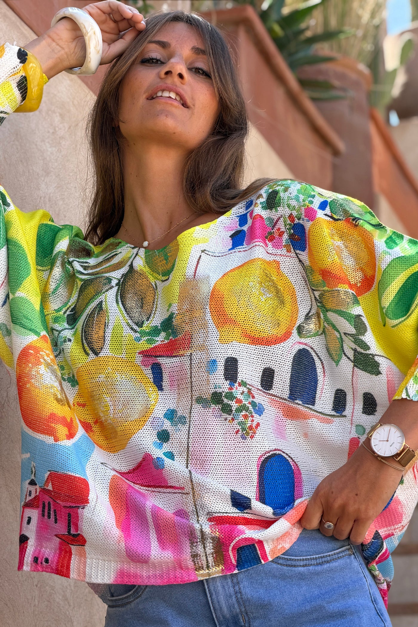 White Lemon Groves Summer Knit Top