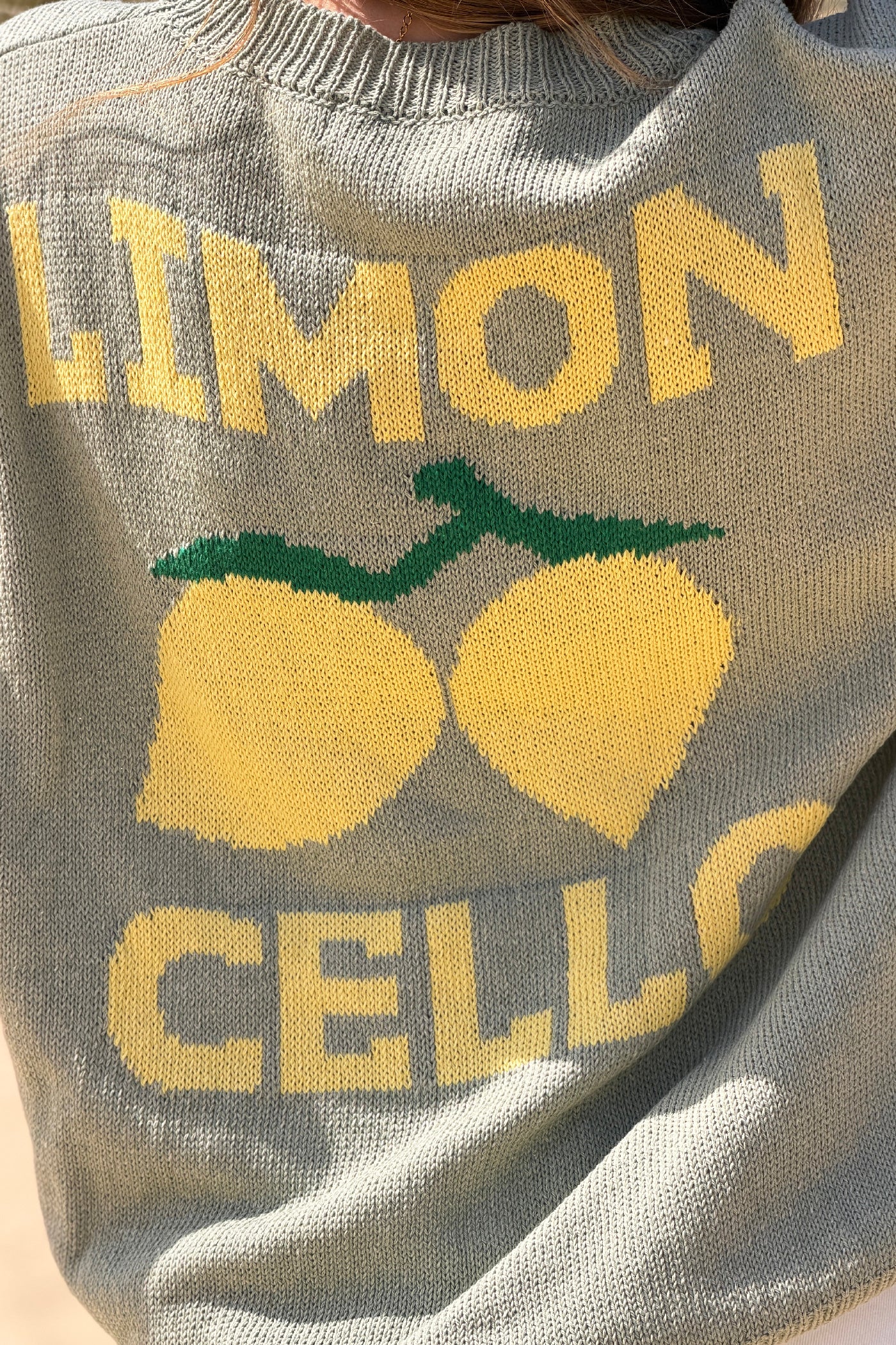 Pull kaki en maille d'été coton mélangé Limoncello citrons