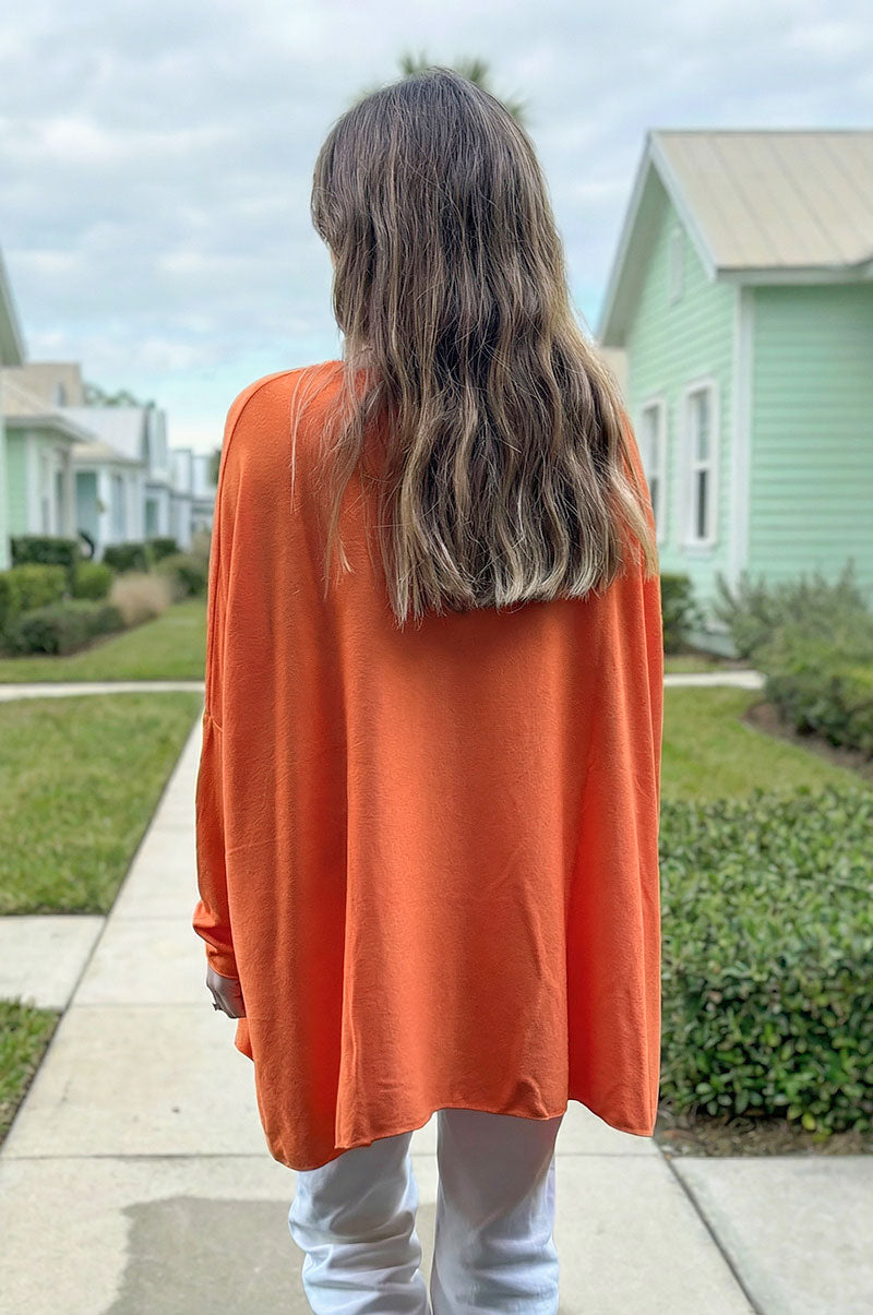 Orange oversized batwing jumper