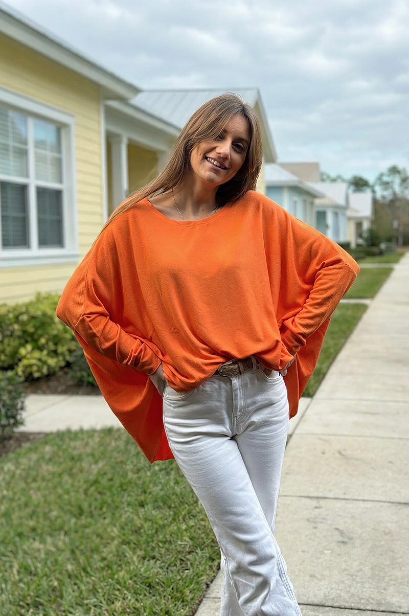 Orange oversized batwing jumper