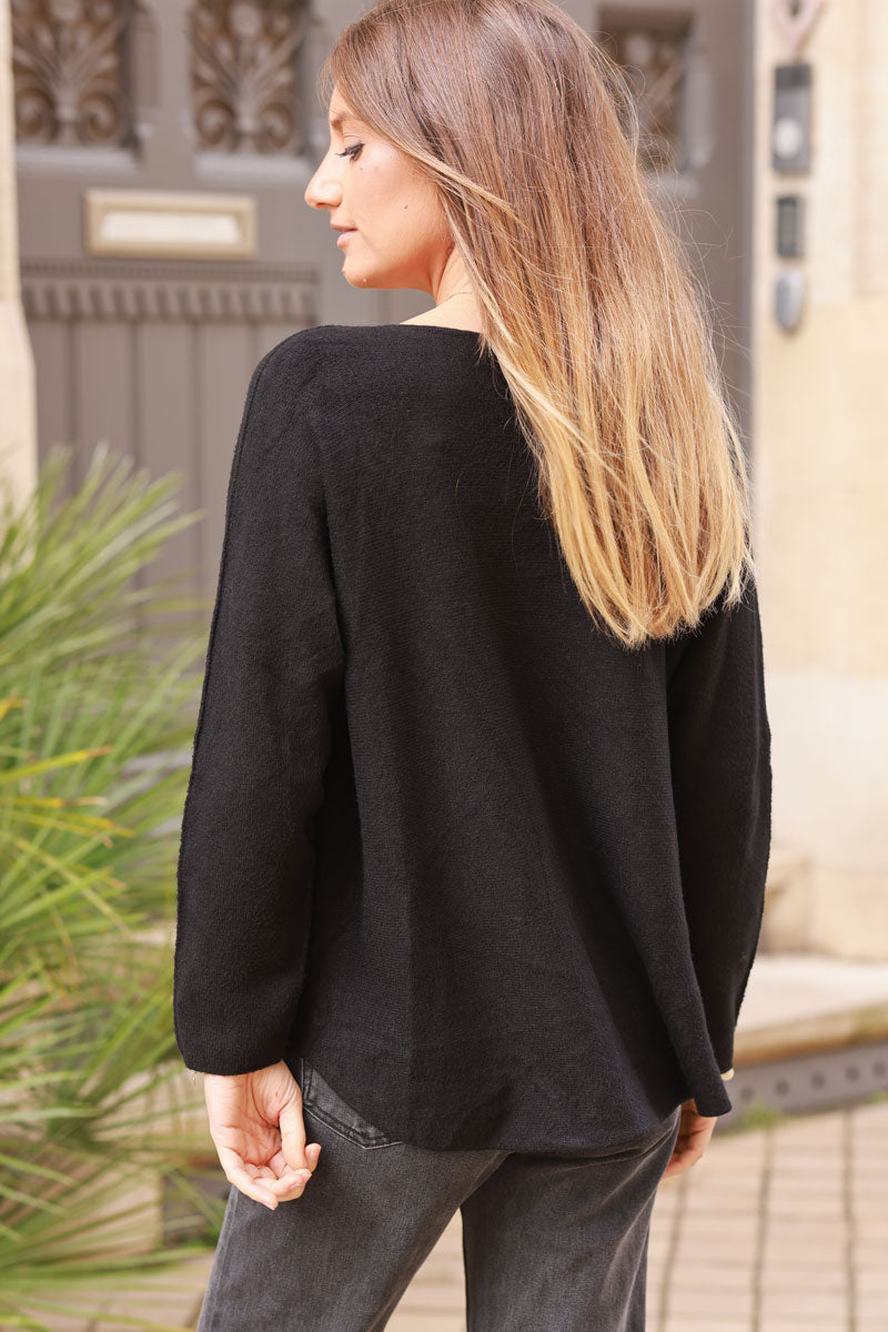 Black ultra-soft, Viscose Blend V-Neck Jumper