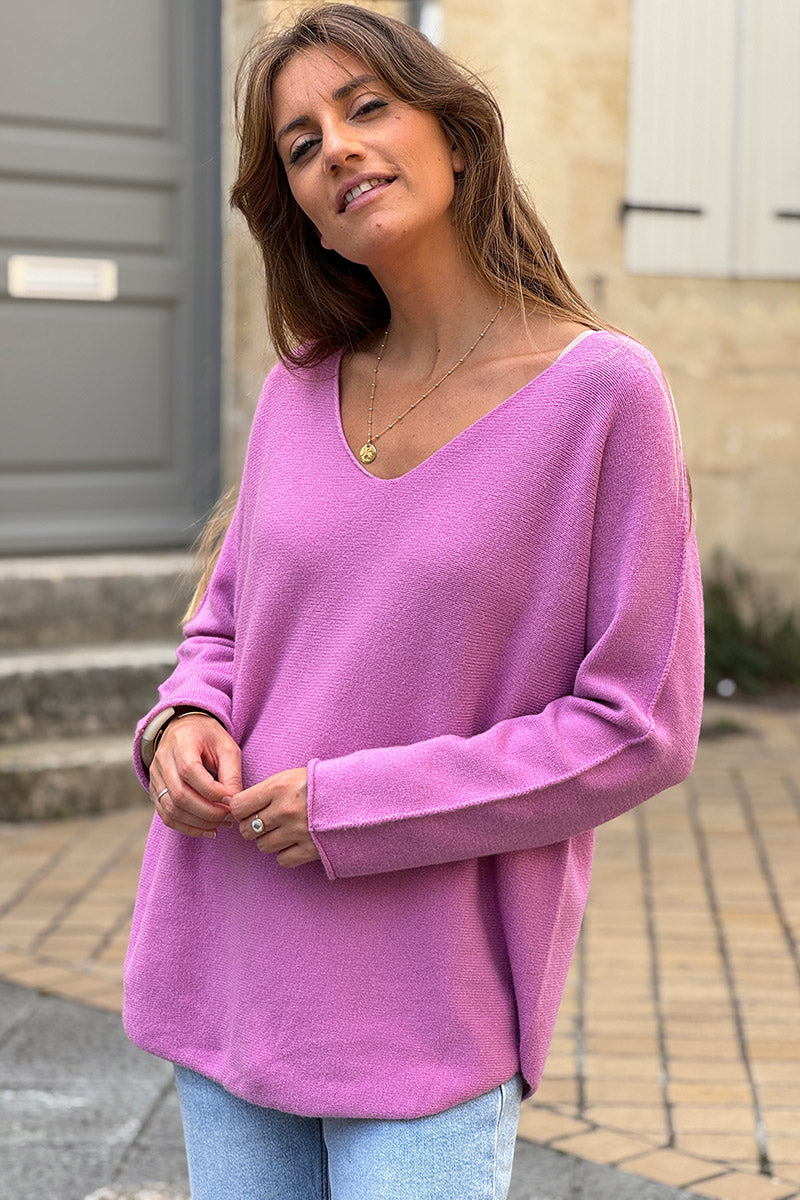 Dusty Pink ultra-soft, Viscose Blend V-Neck Sweater