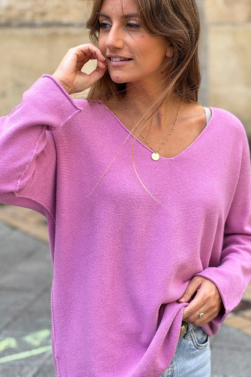 Dusty Pink ultra-soft, Viscose Blend V-Neck Sweater