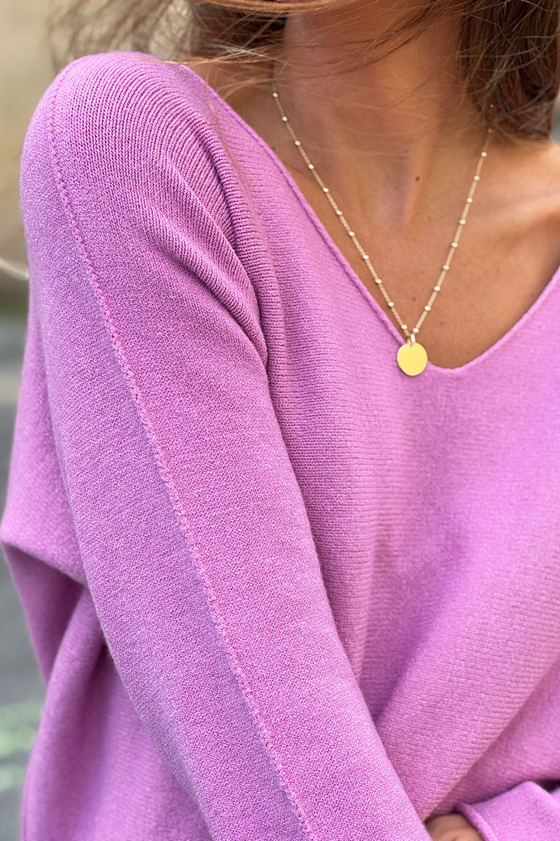 Dusty Pink ultra-soft, Viscose Blend V-Neck Sweater