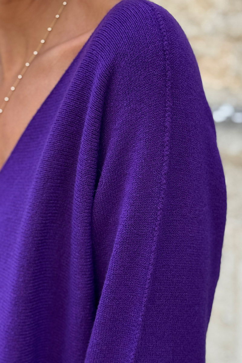 Purple ultra-soft, Viscose Blend V-Neck Sweater
