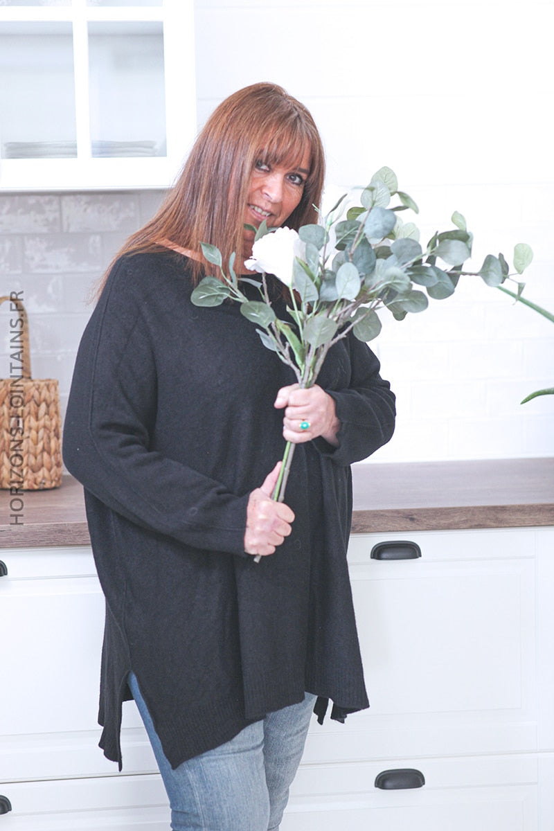 Black oversized longline 3/4 sleeve jumper