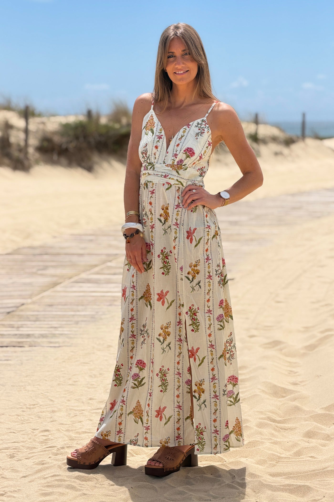 Cream Country Floral Strappy Sundress