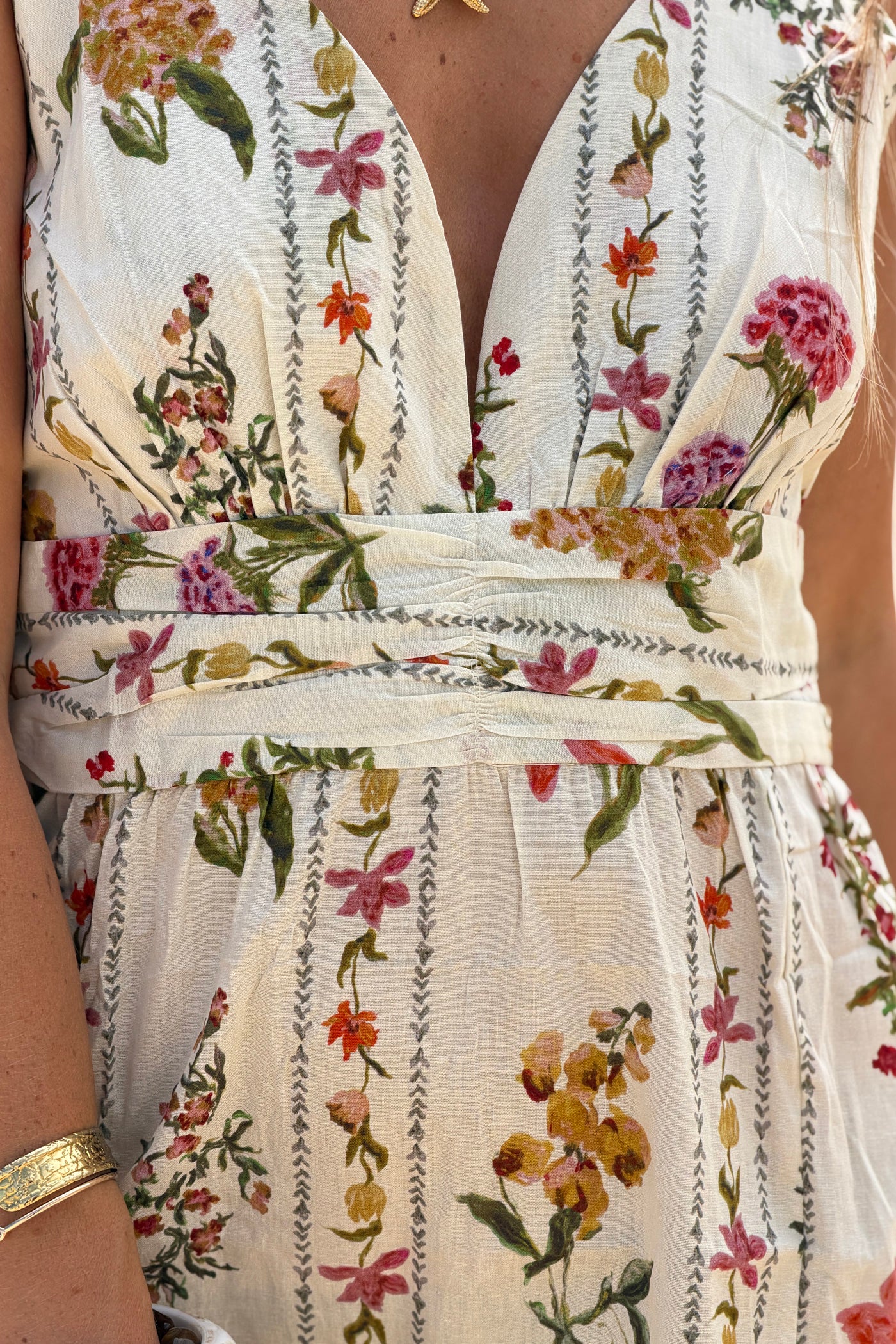 Cream Country Floral Strappy Sundress