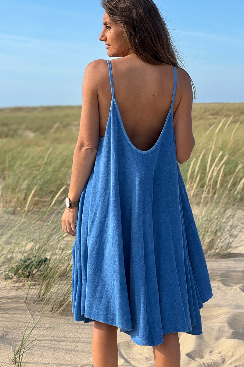Robe eponge bleu roi souple à bretelles