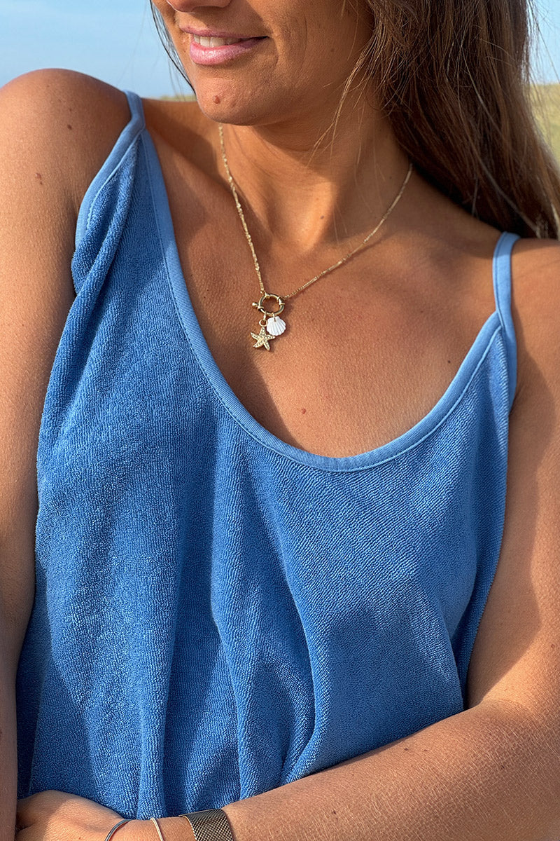 Robe eponge bleu roi souple à bretelles