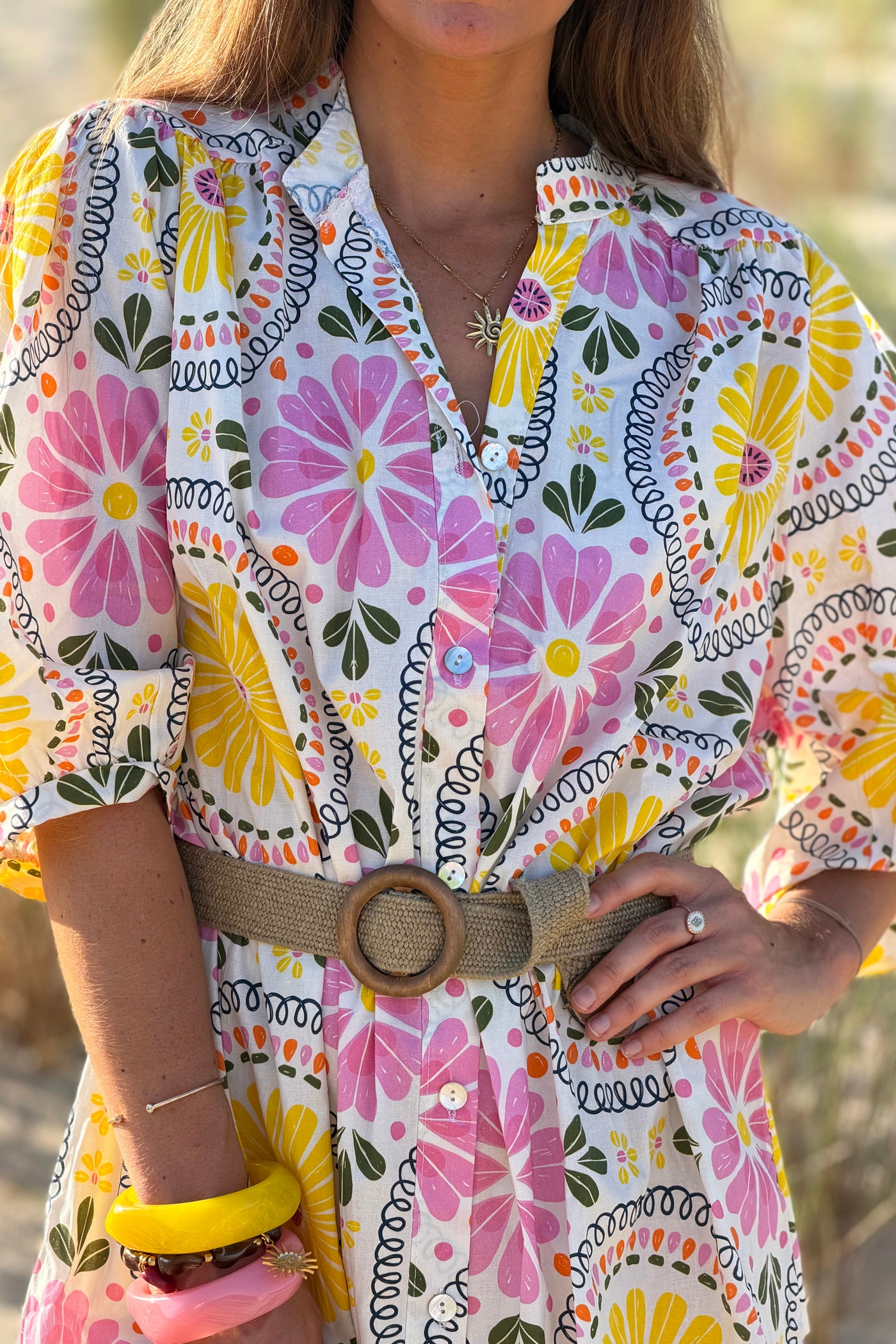 Yellow Floral Medallion Vintage Caftan