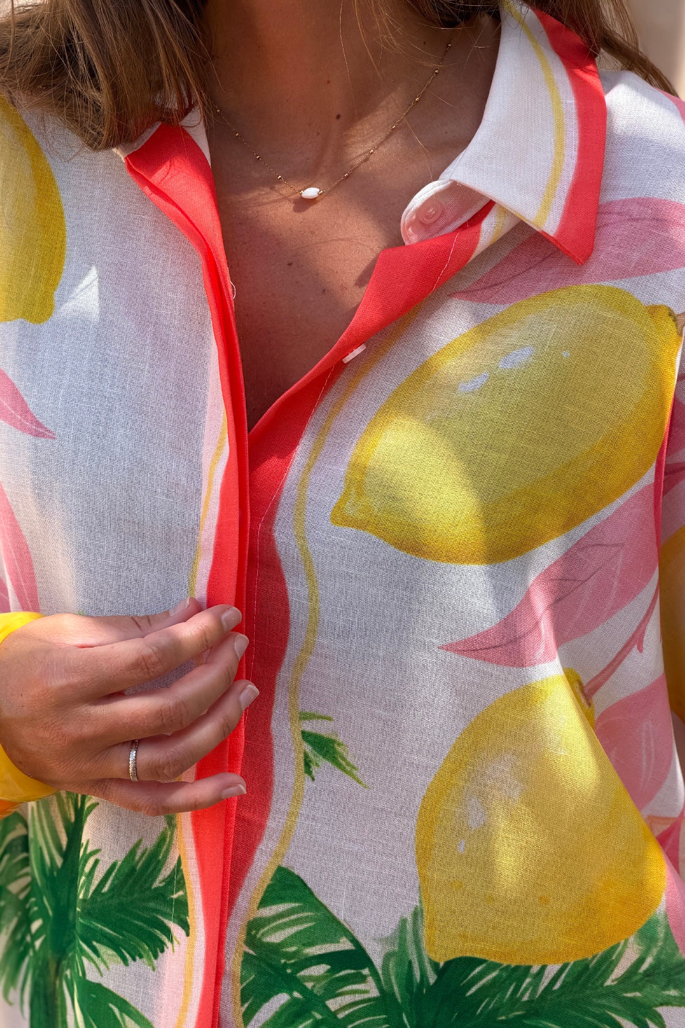 Robe chemise longue et large imprimé Vacances surfeurs et citrons