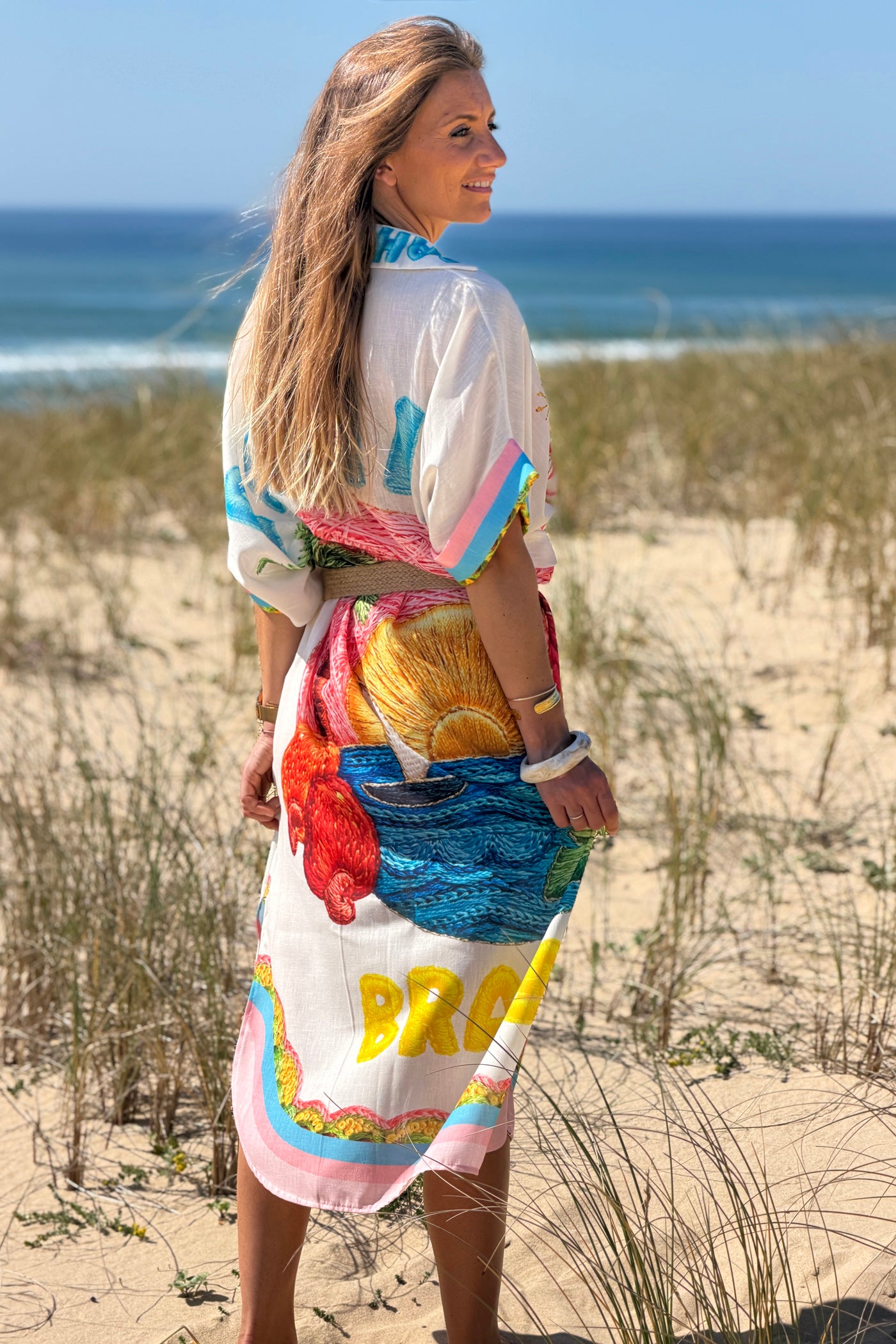 White “Peace on Earth” Tropical Crafty Caftan