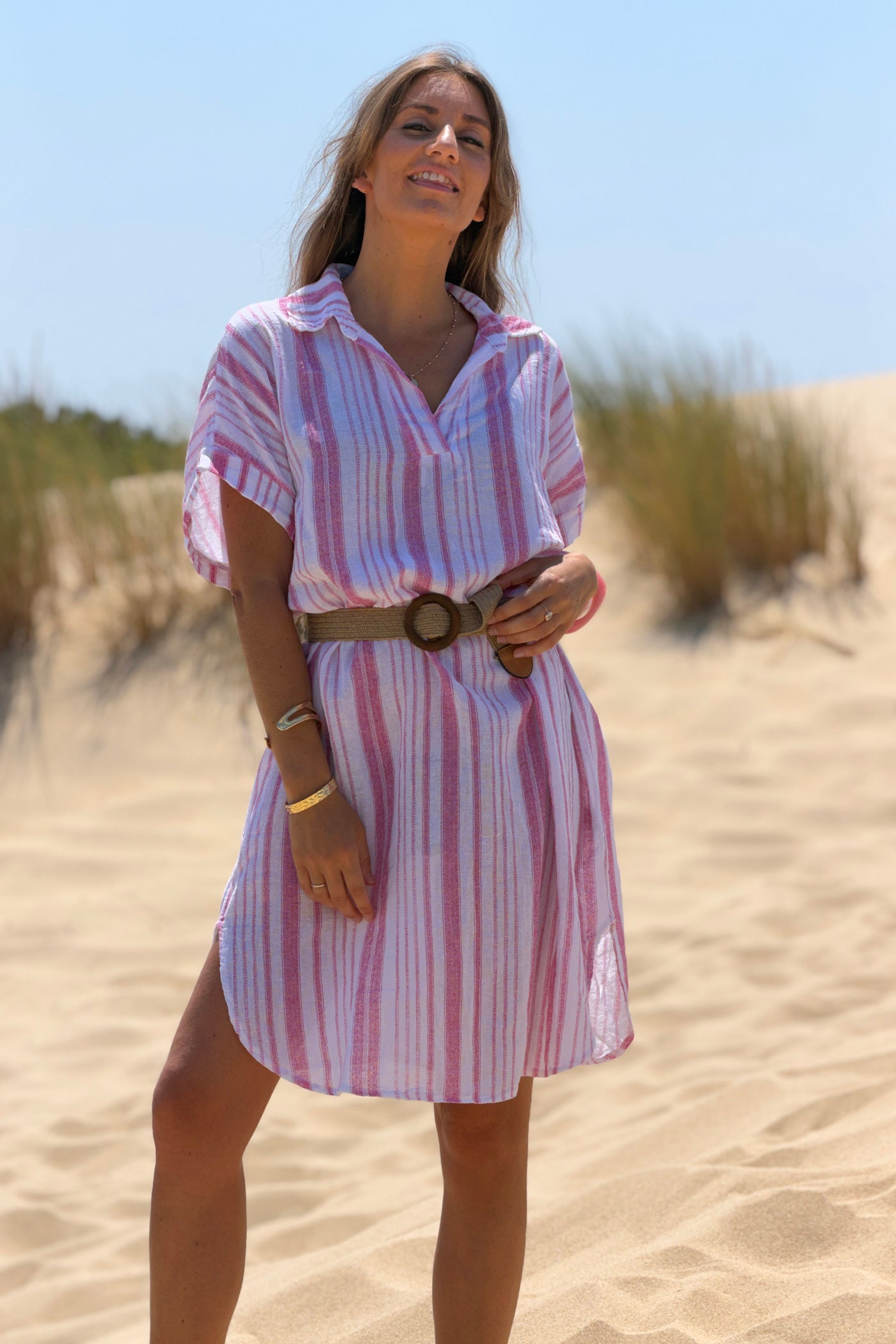 Pink Striped Beach Caftan