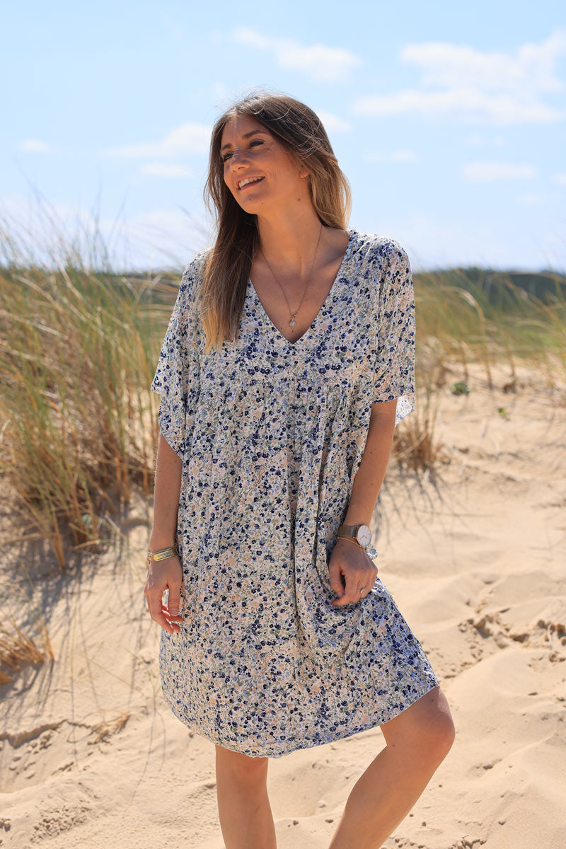 Robe fluide imprimé liberty bleu marine Jeanne