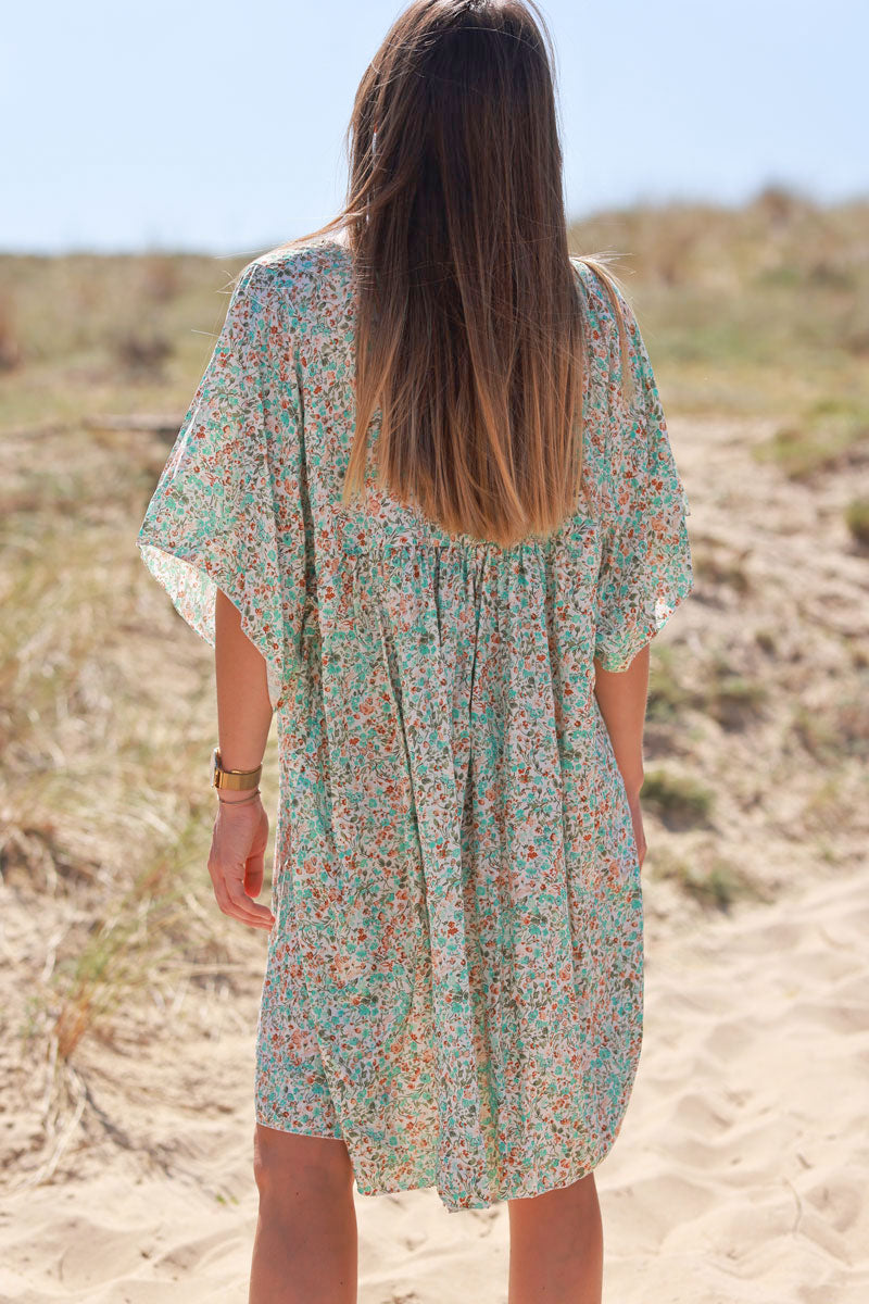 Robe fluide imprimé liberty turquoise Jeanne