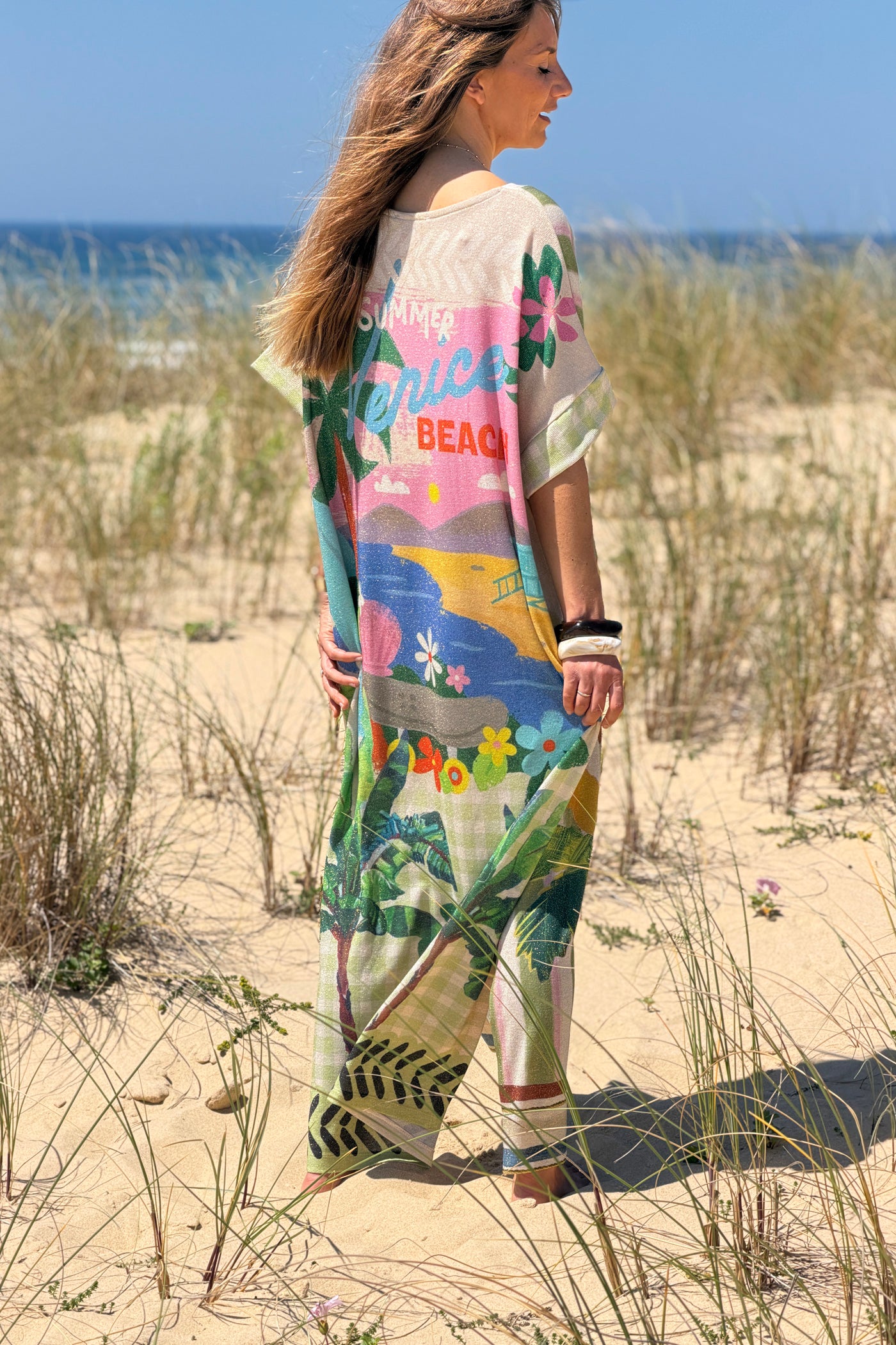 Green Cabana Stripe Glitter Knit Maxi Dress