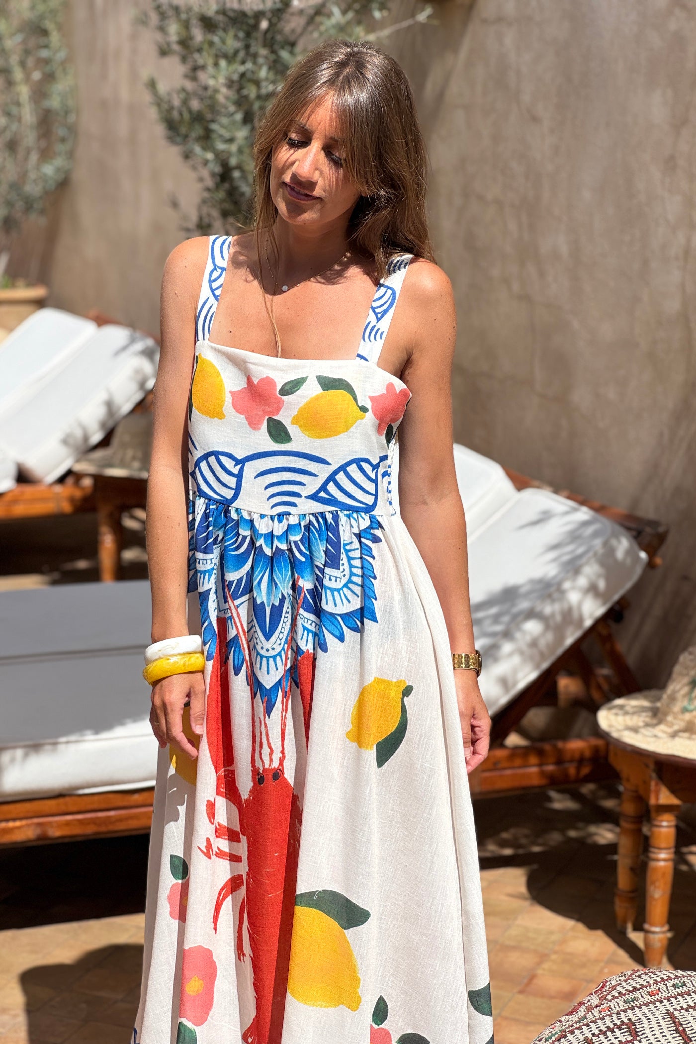Off White Mediterranean Vibes Seaside Sun Dress