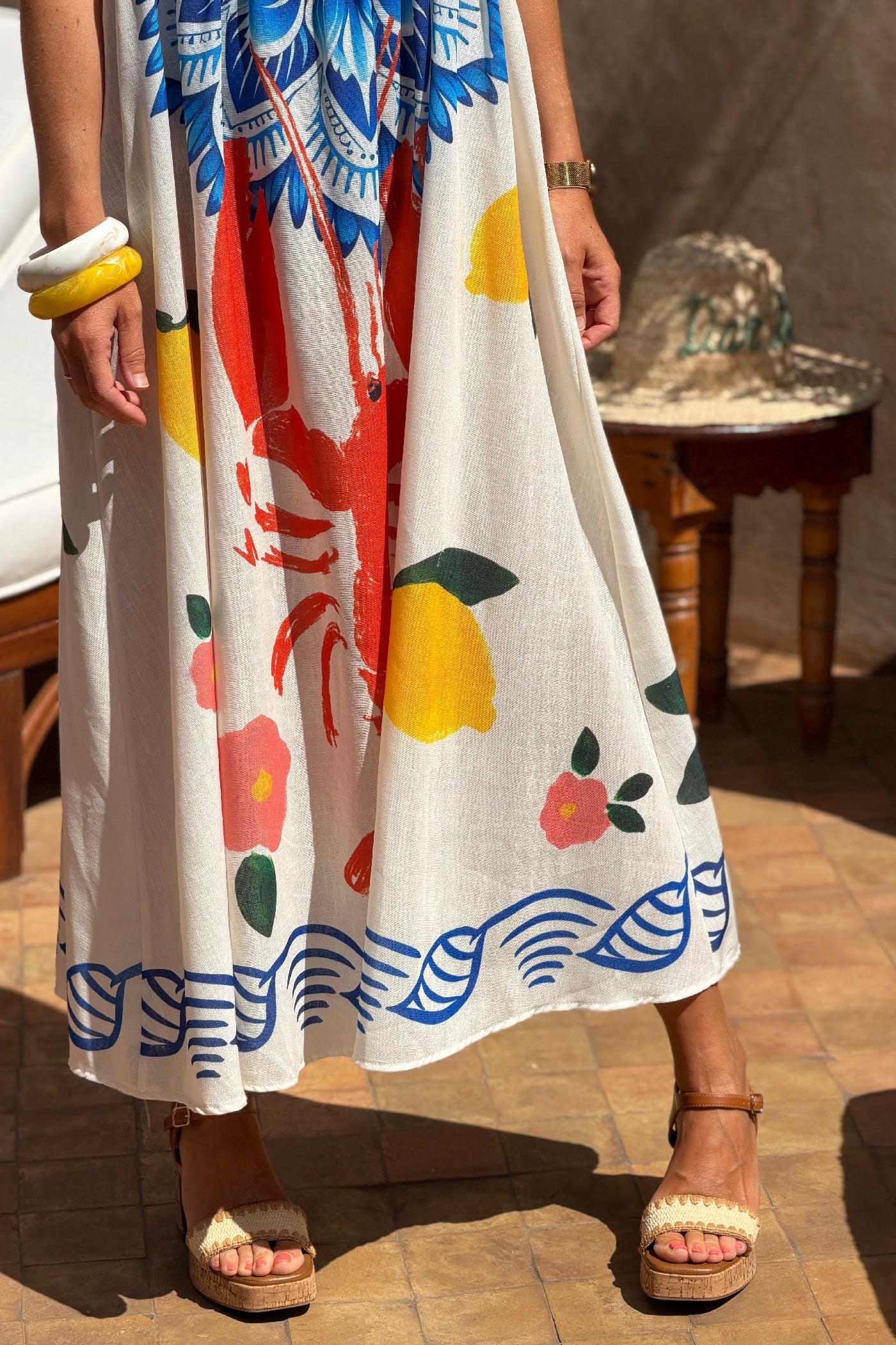 Off White Mediterranean Vibes Seaside Sun Dress