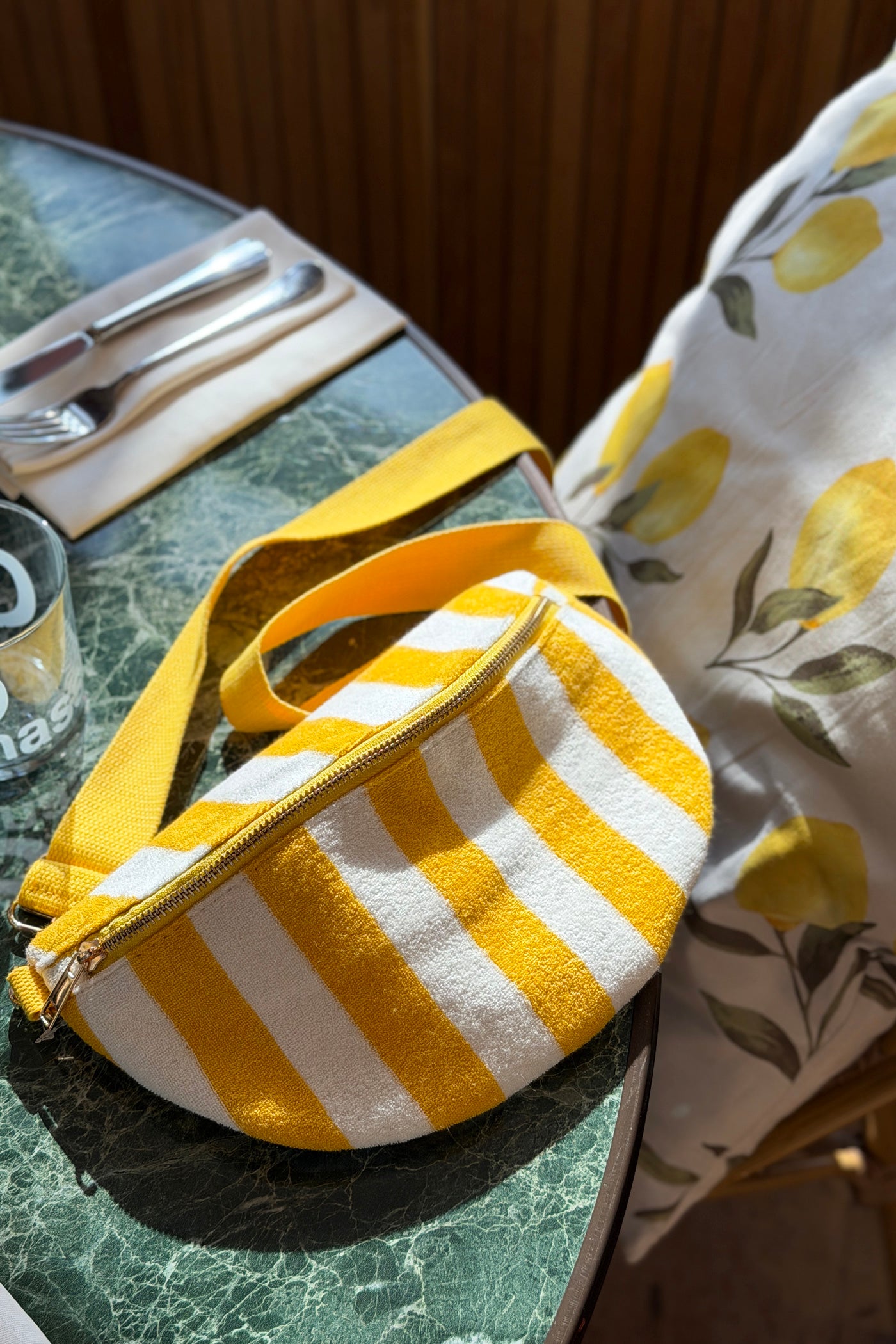 Yellow Cabana Stripe Terry Bag