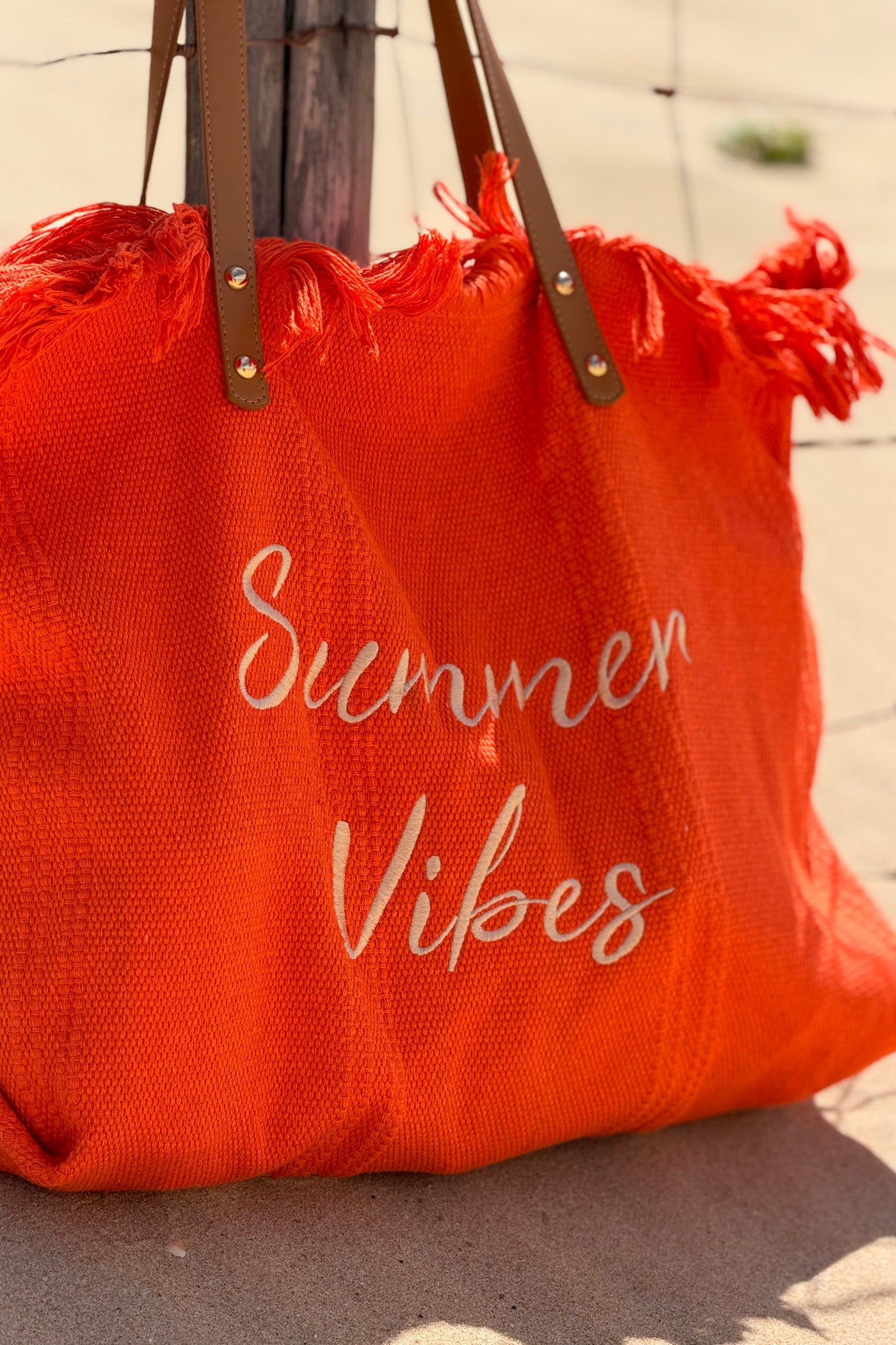 Orange “Summer Vibes” Fringe Top Purse