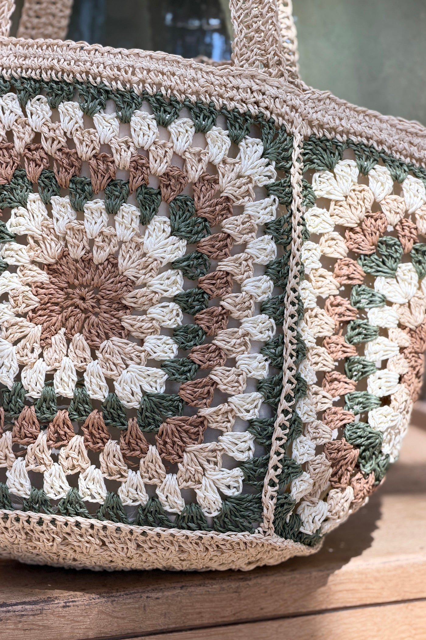 Beige Woven Square Jute Tote