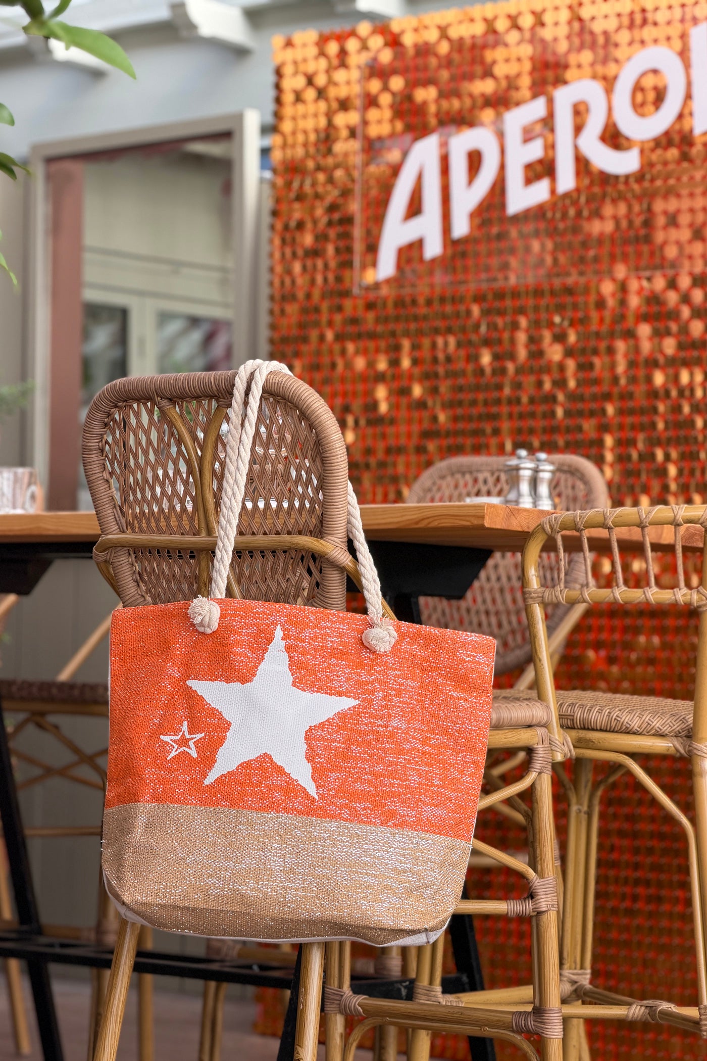 Orange Beach Star Woven Tote