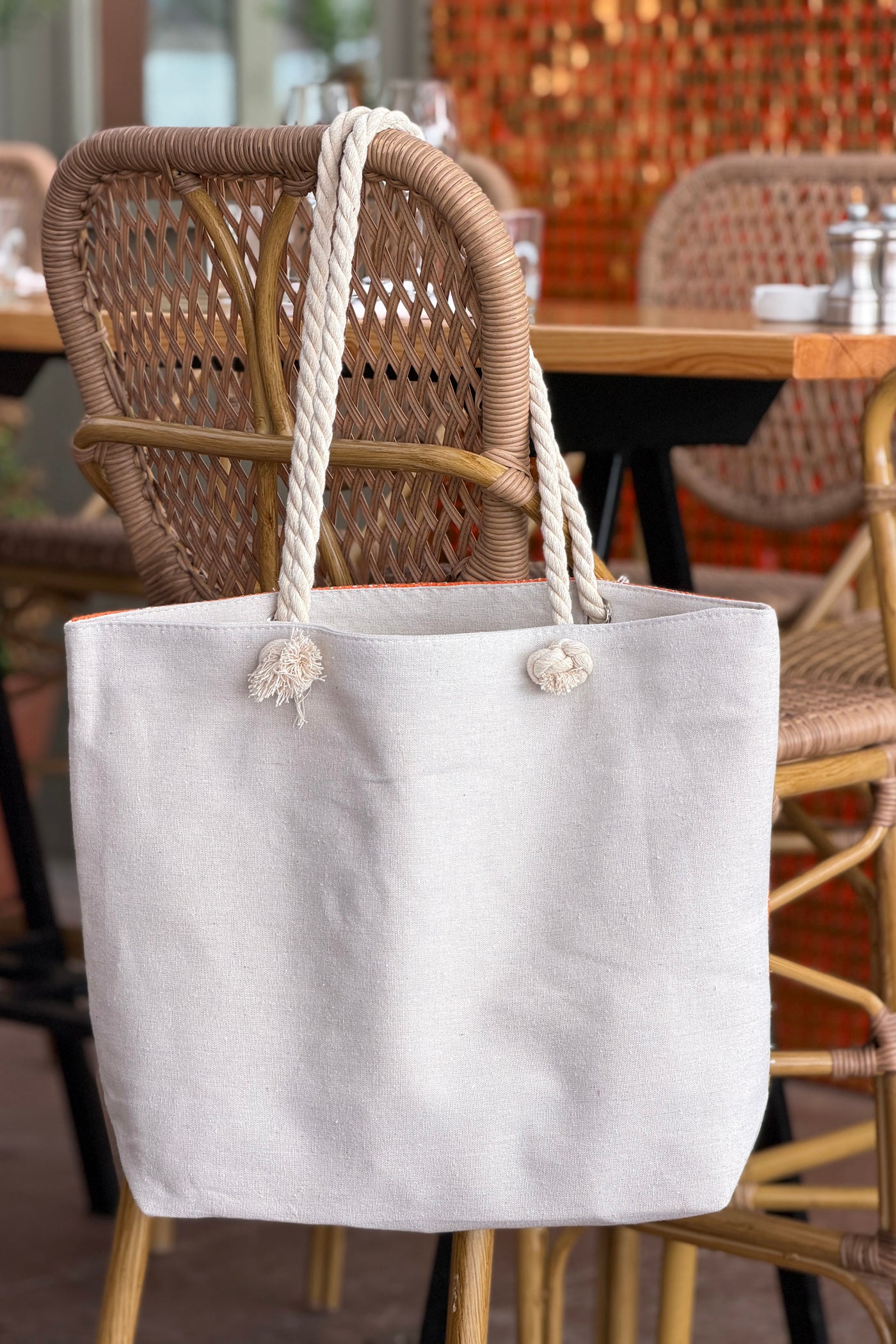 Orange Beach Star Woven Tote