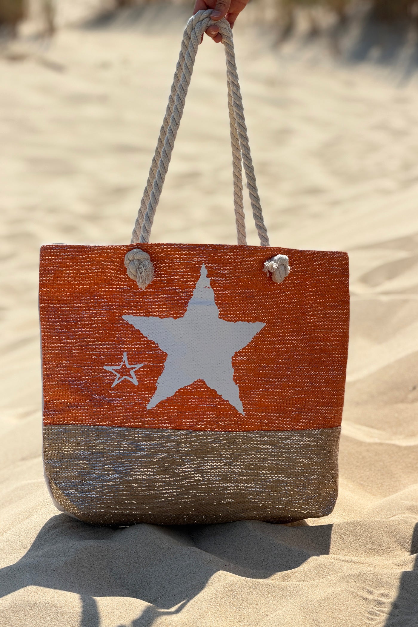 Orange Beach Star Woven Tote