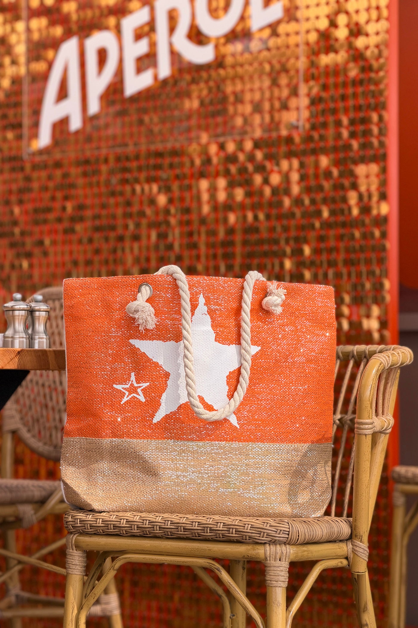 Orange Beach Star Woven Tote