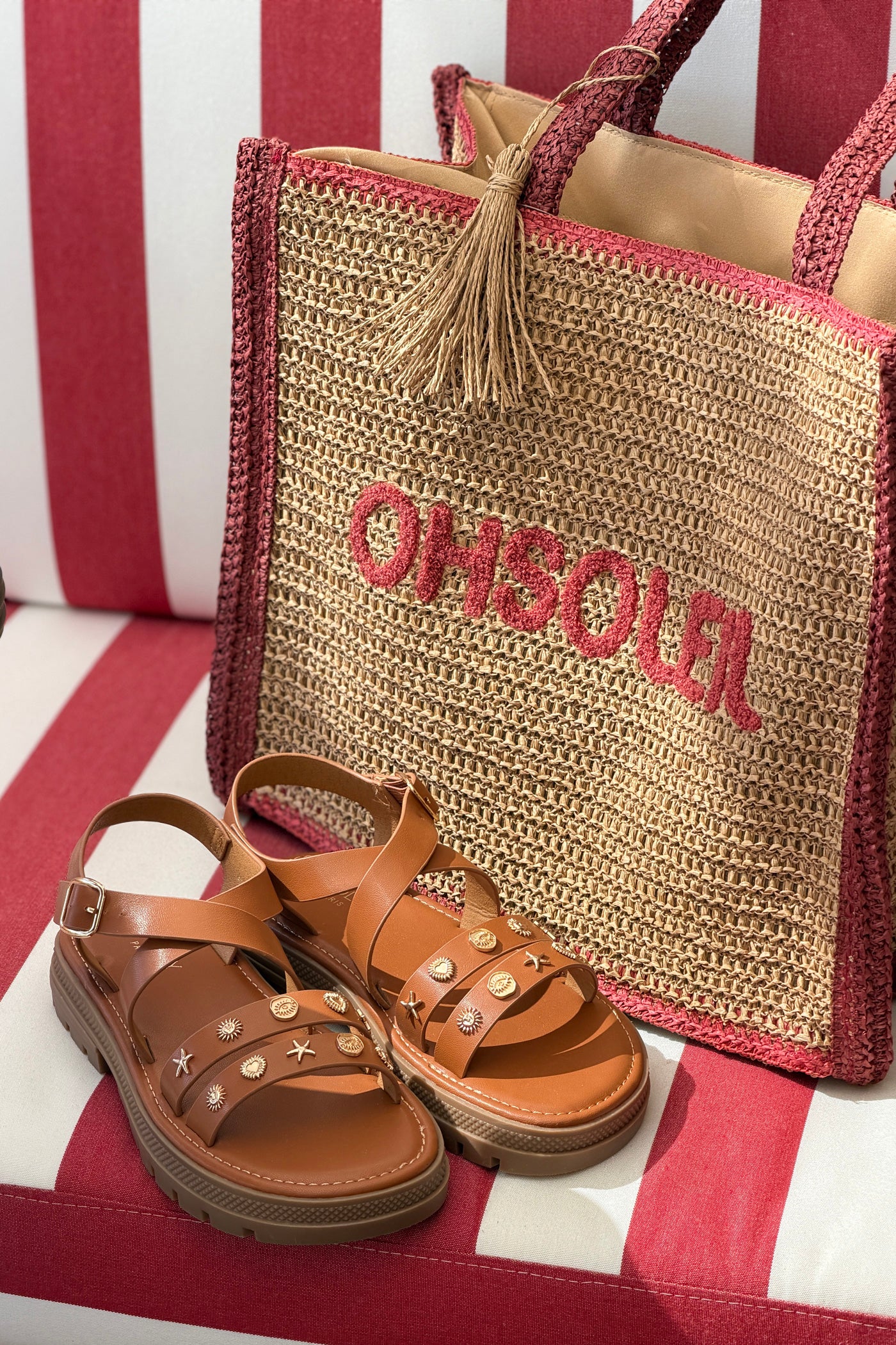 Brown Leatherette Sea Stud Sandals