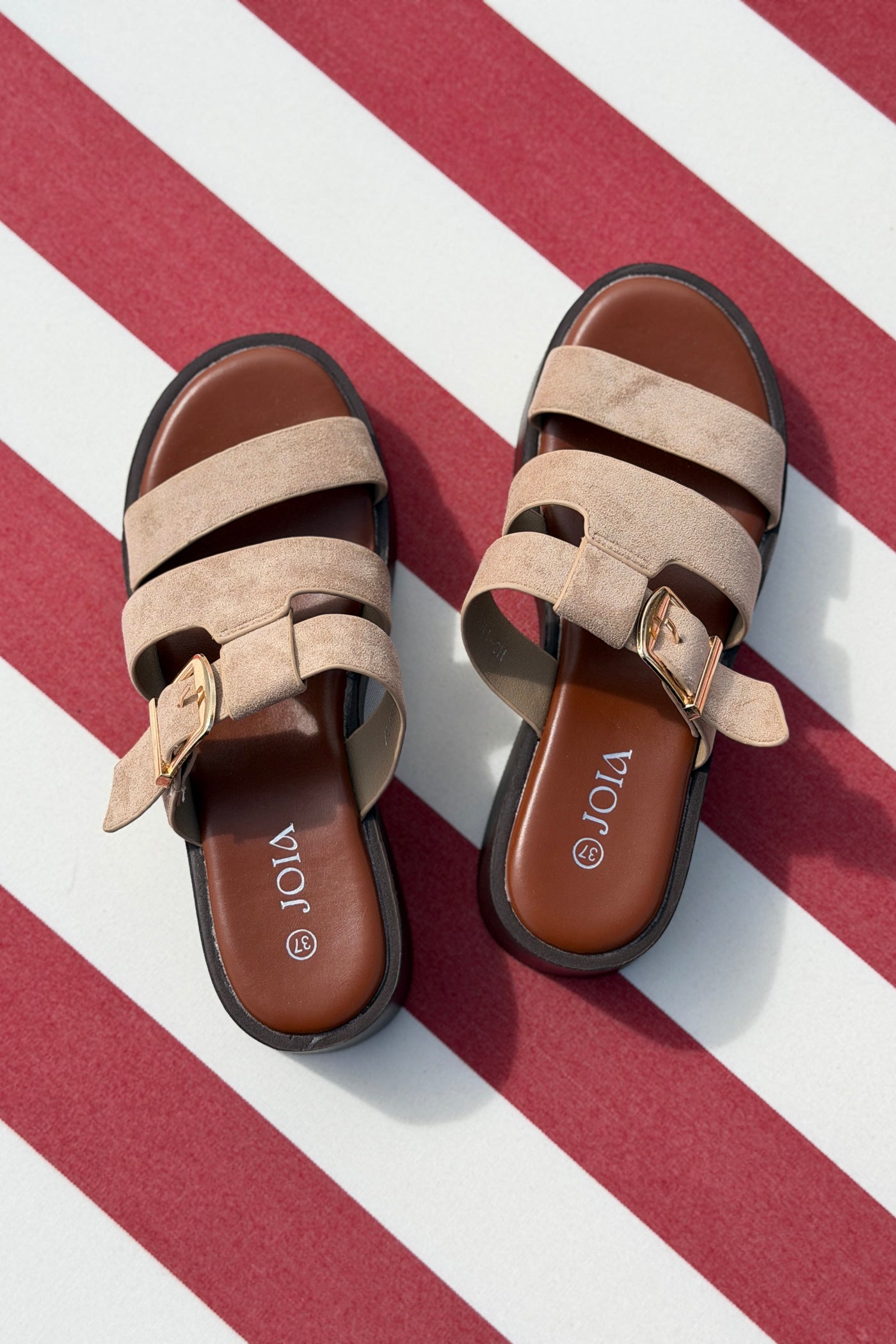 Camel Suedette Strappy Platform Sandals