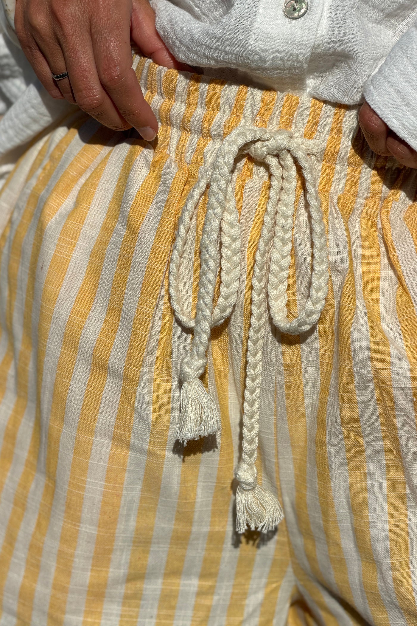 Yellow Cabana Stripe Cotton Shorts