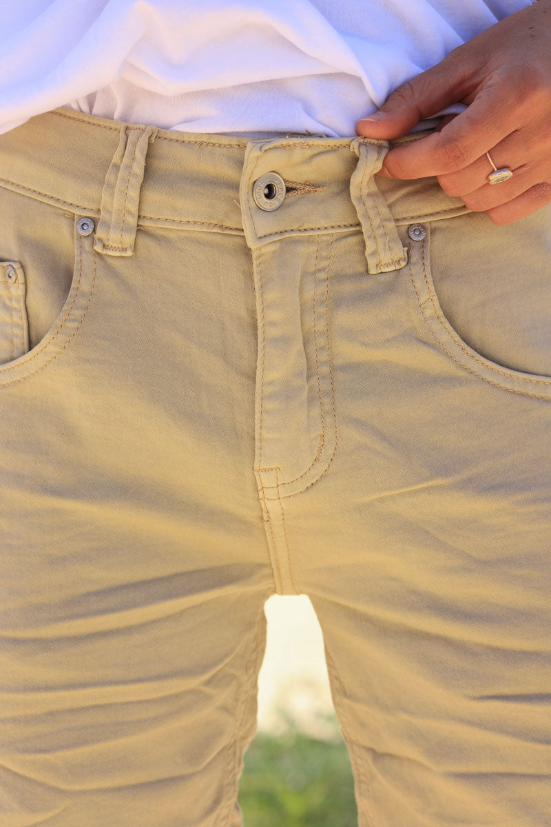 Beige comfort stretch shorts