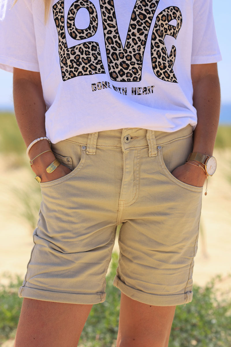 Beige comfort stretch shorts