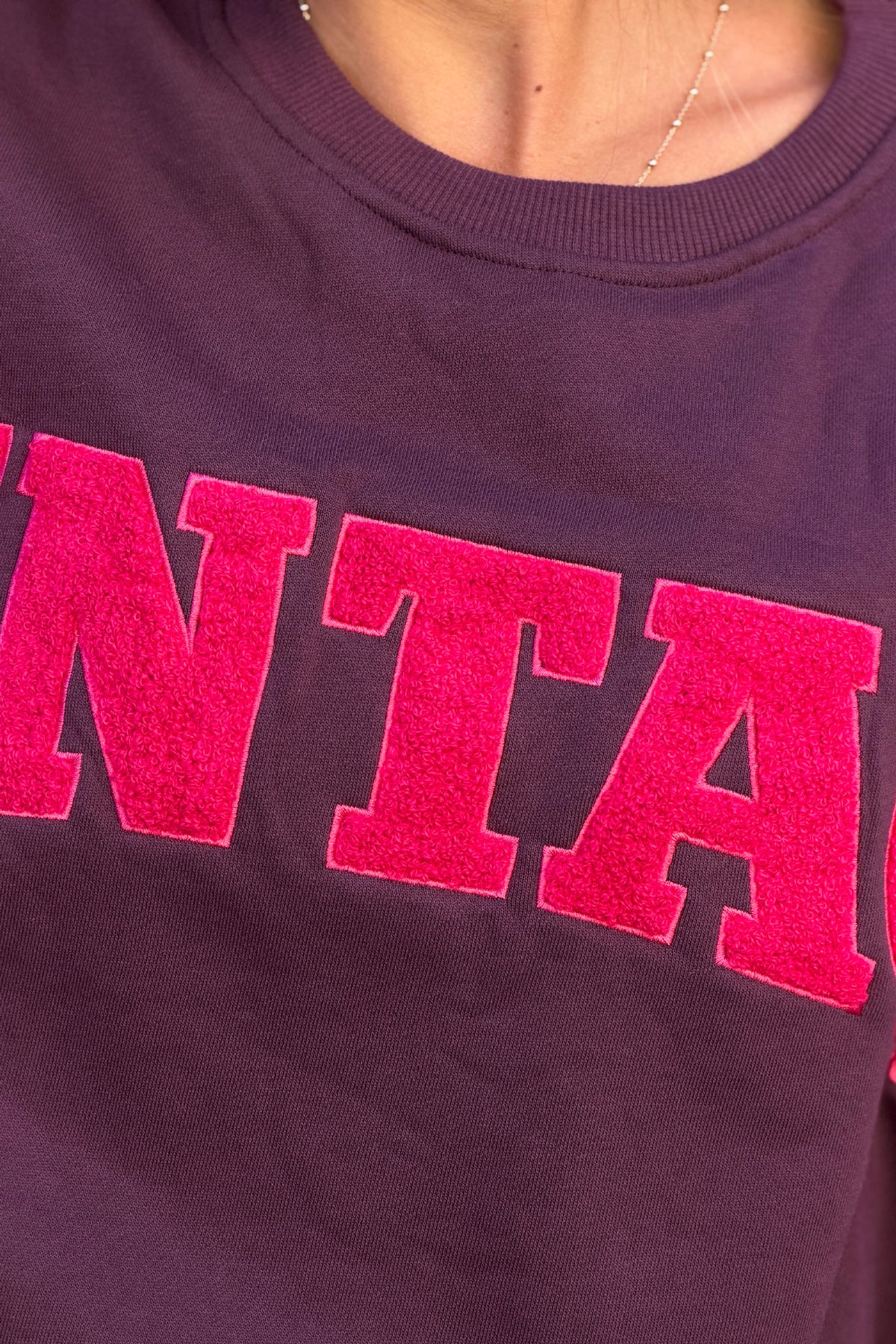 Sweat loose coupe années 90 aubergine logo Vintage fuchsia