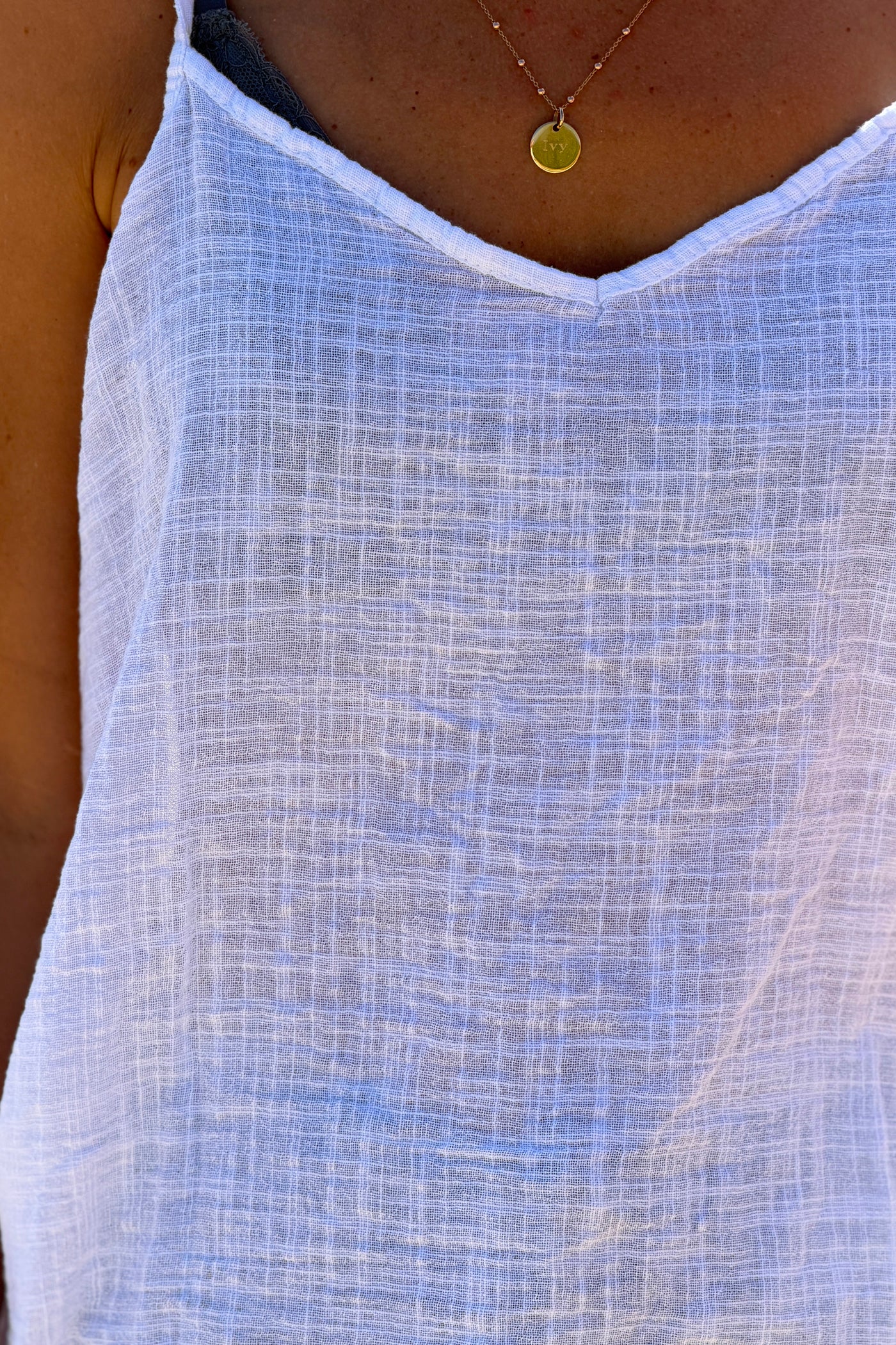 White Linen Tank Top