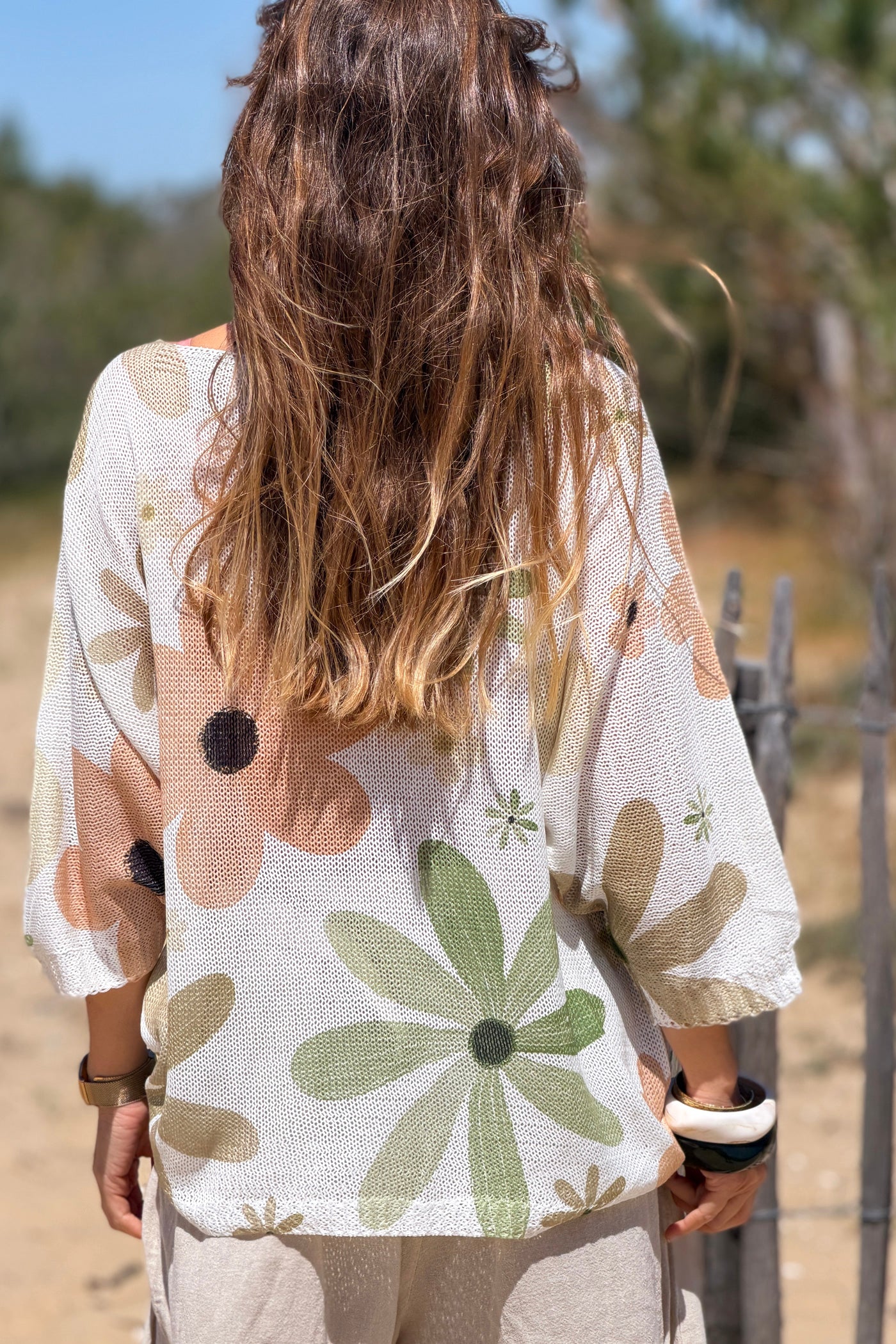 Olive Floral Showers Knit Tunic