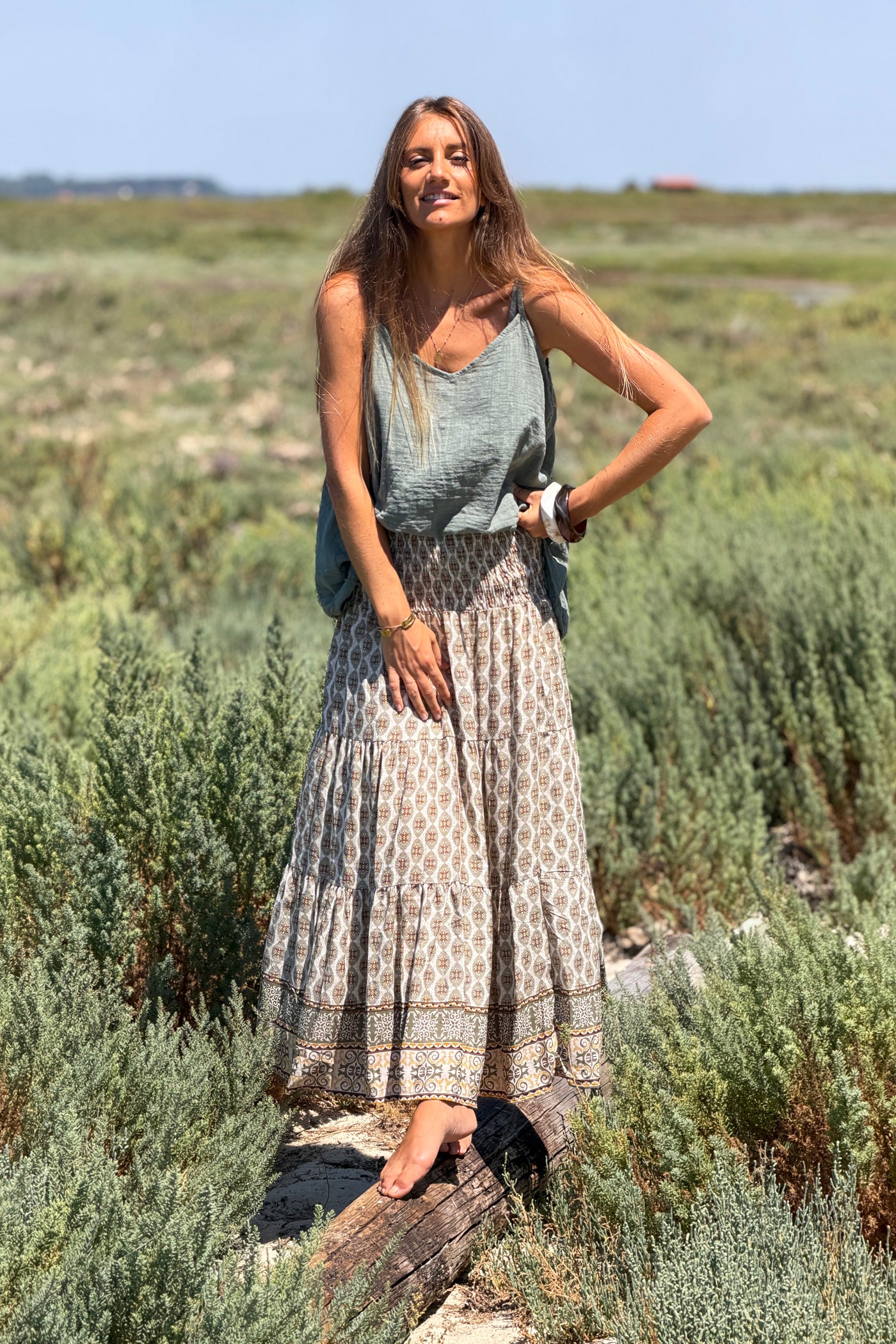 Olive Linen Tank Top