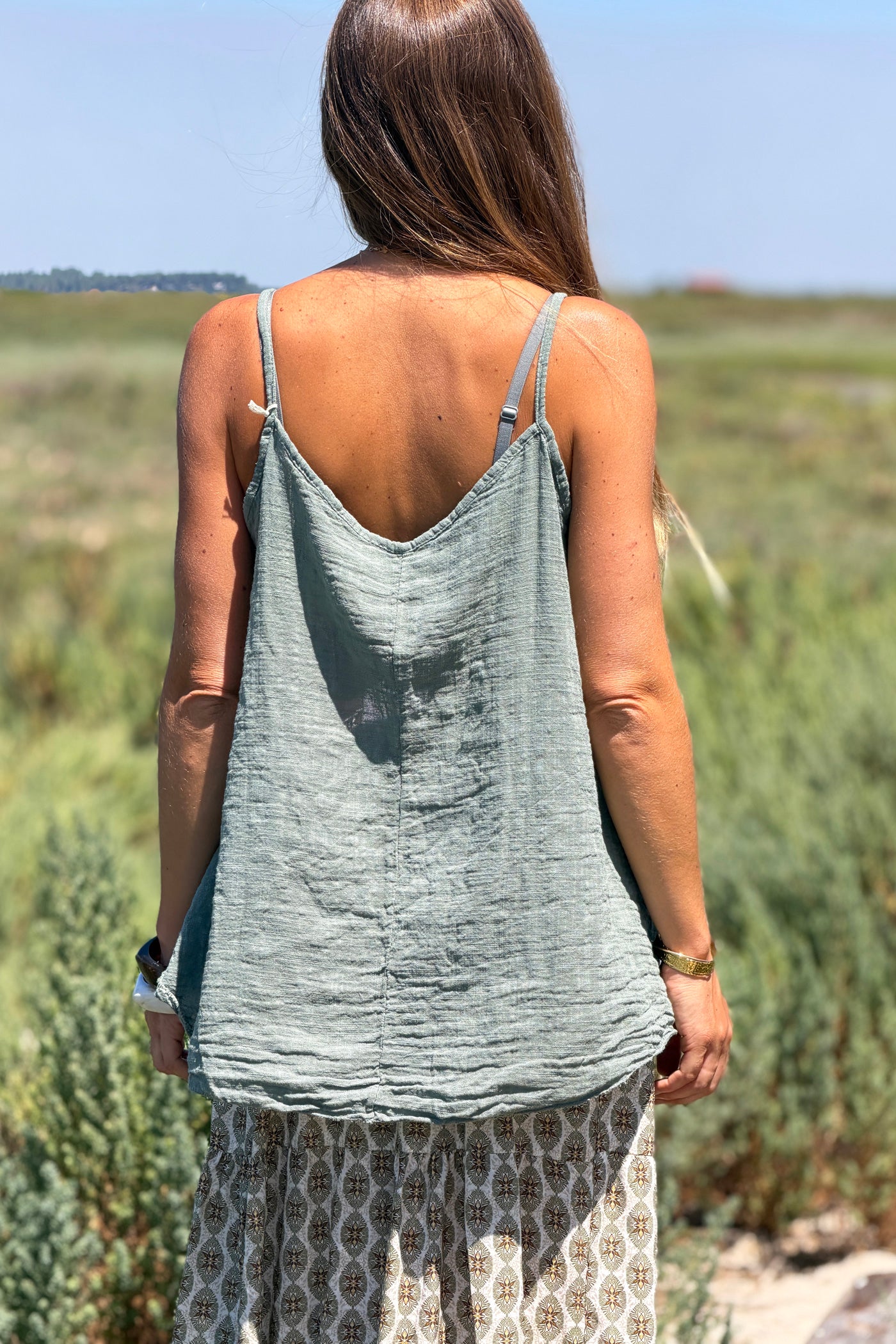 Olive Linen Tank Top